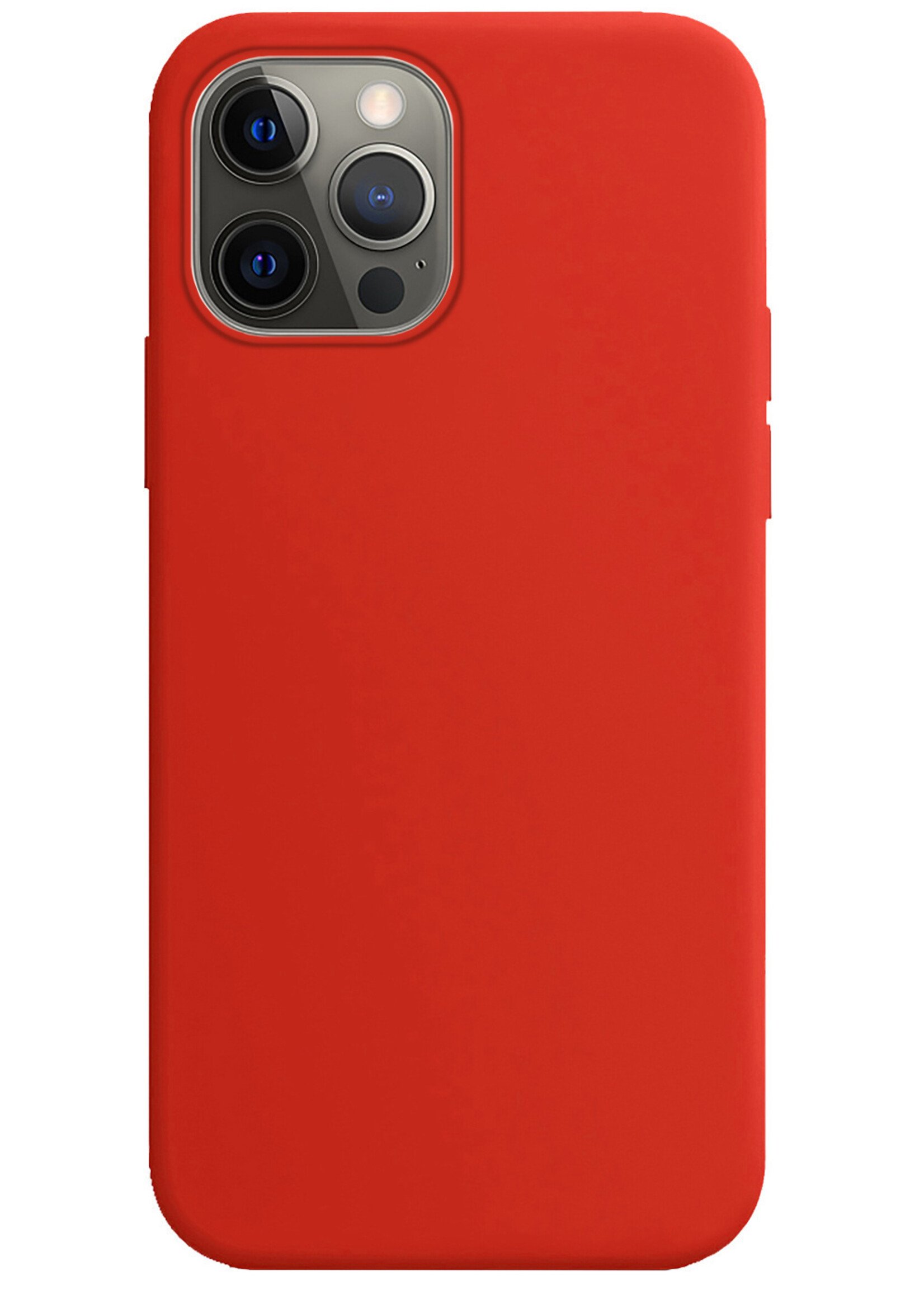 LUQ Hoesje Geschikt voor iPhone 14 Pro Hoesje Siliconen Case Met Screenprotector - Hoes Geschikt voor iPhone 14 Pro Hoes Siliconen - Rood