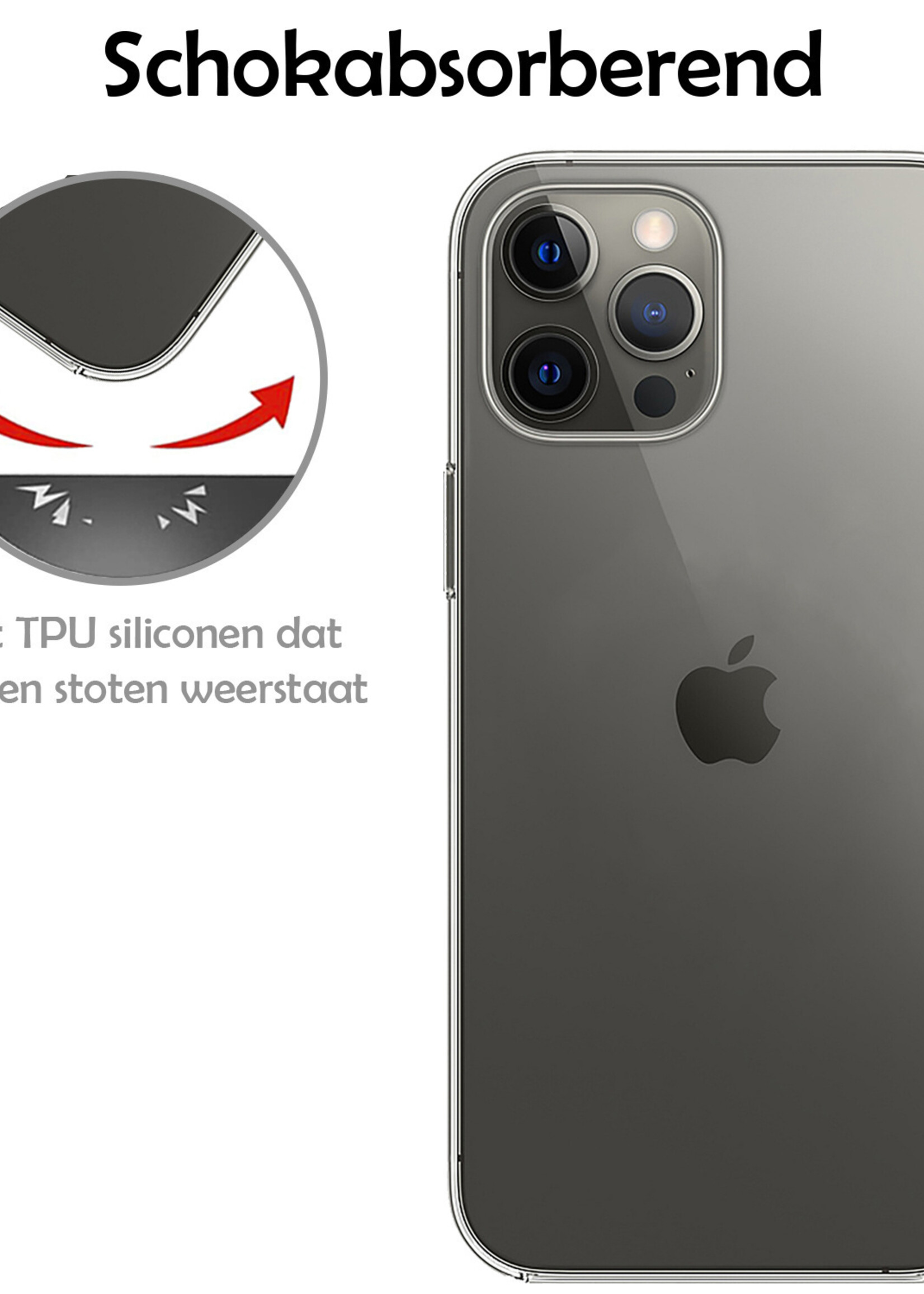 LUQ Hoesje Geschikt voor iPhone 14 Pro Hoesje Siliconen Case Met Screenprotector - Hoes Geschikt voor iPhone 14 Pro Hoes Siliconen - Transparant