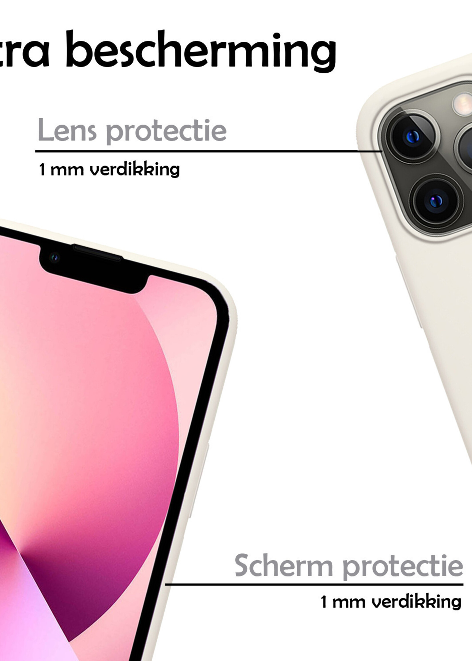 LUQ Hoesje Geschikt voor iPhone 14 Pro Hoesje Siliconen Case Met Screenprotector - Hoes Geschikt voor iPhone 14 Pro Hoes Siliconen - Wit