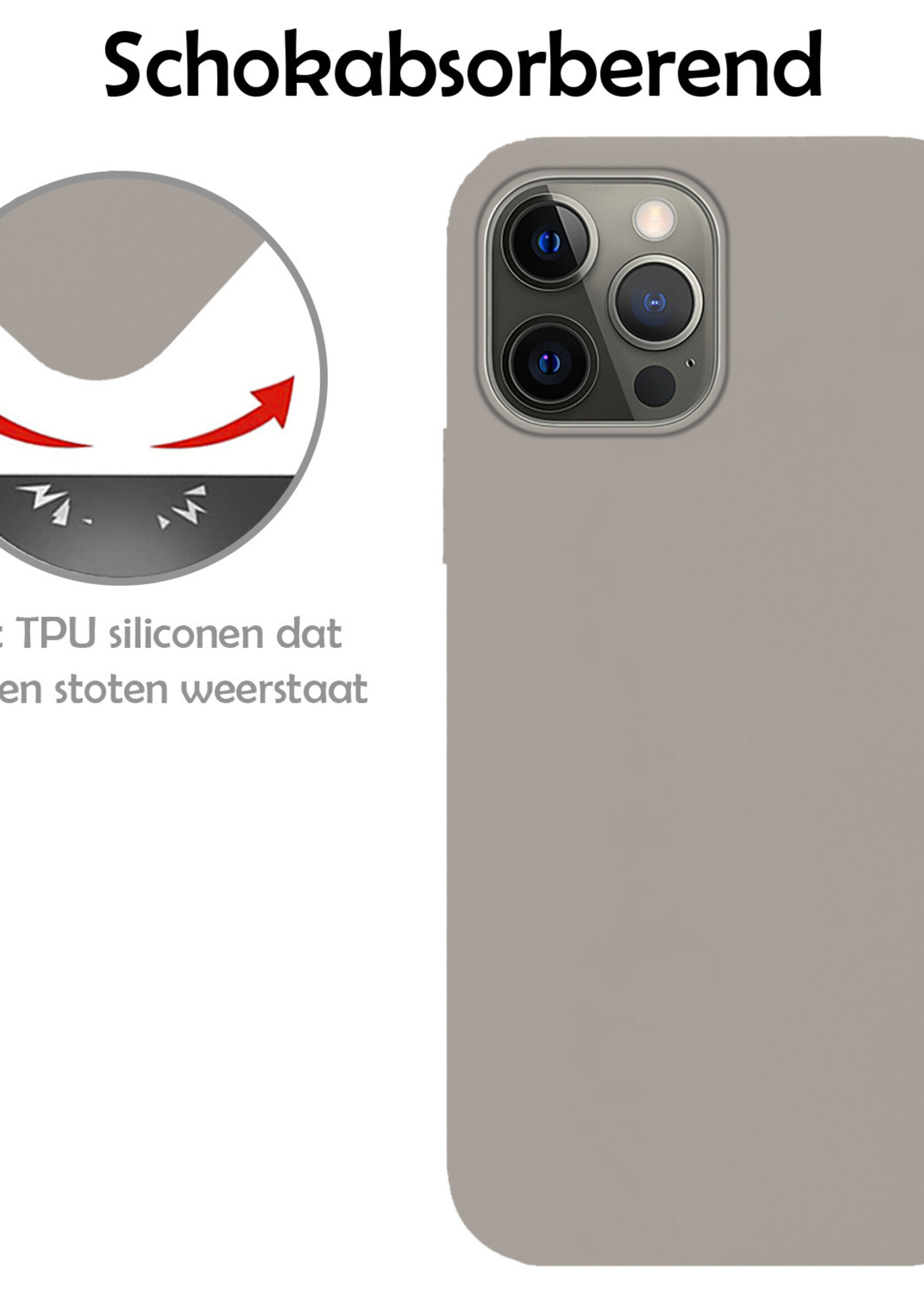 LUQ Hoesje Geschikt voor iPhone 14 Pro Max Hoesje Siliconen Case Met Screenprotector - Hoes Geschikt voor iPhone 14 Pro Max Hoes Siliconen - Grijs