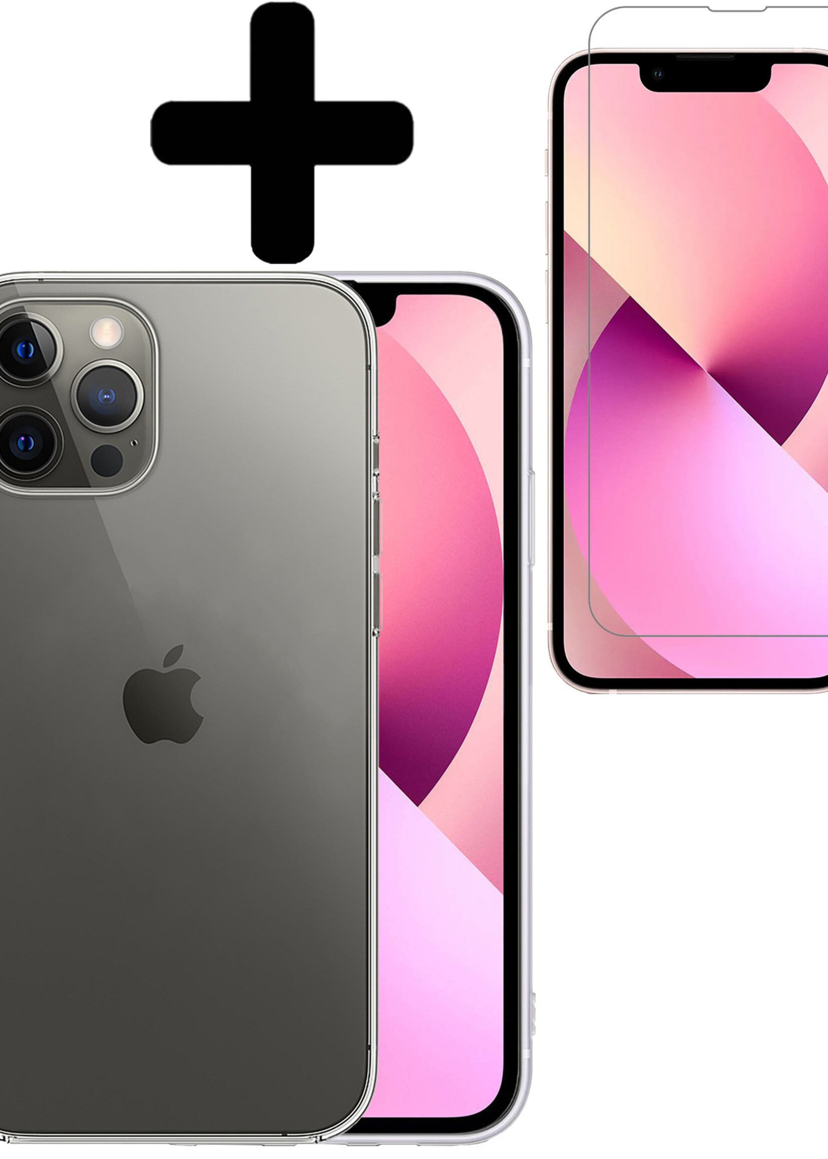 LUQ Hoesje Geschikt voor iPhone 14 Pro Max Hoesje Siliconen Case Met Screenprotector - Hoes Geschikt voor iPhone 14 Pro Max Hoes Siliconen - Transparant