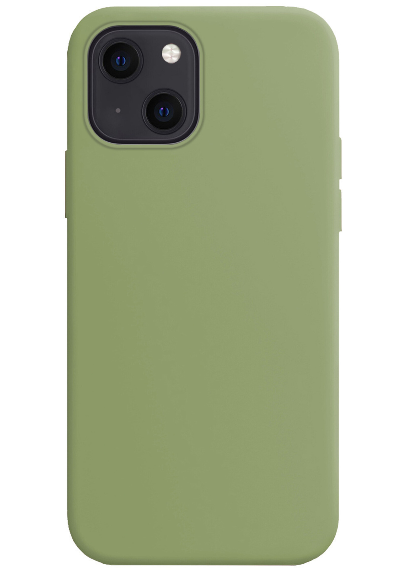 LUQ Hoesje Geschikt voor iPhone 14 Hoesje Siliconen Case Met 2x Screenprotector - Hoes Geschikt voor iPhone 14 Hoes Siliconen - Groen