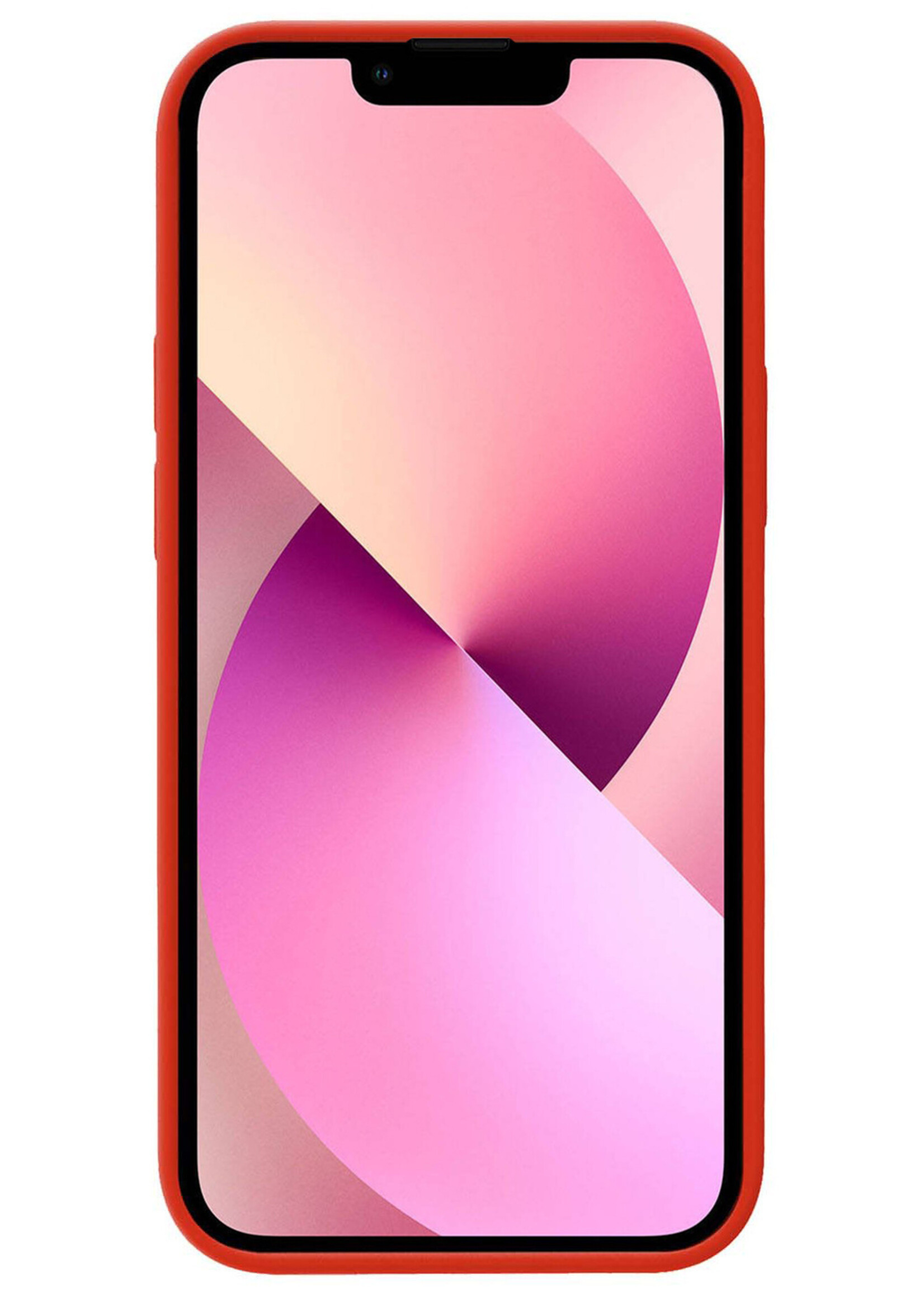 LUQ Hoesje Geschikt voor iPhone 14 Hoesje Siliconen Case Met 2x Screenprotector - Hoes Geschikt voor iPhone 14 Hoes Siliconen - Rood