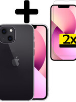 LUQ LUQ iPhone 14 Hoesje Siliconen Met 2x Screenprotector Met Dichte Notch - Transparant