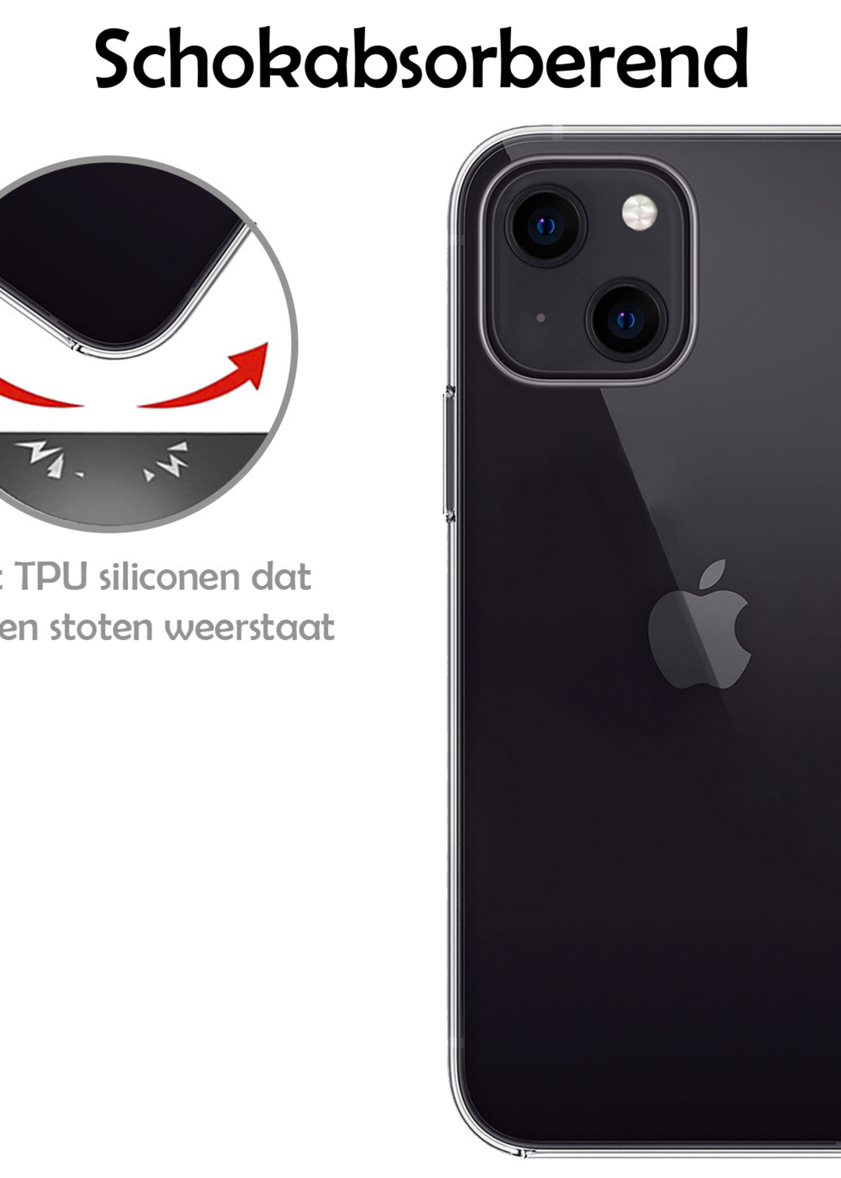 LUQ Hoesje Geschikt voor iPhone 14 Plus Hoesje Siliconen Case Met 2x Screenprotector - Hoes Geschikt voor iPhone 14 Plus Hoes Siliconen - Transparant