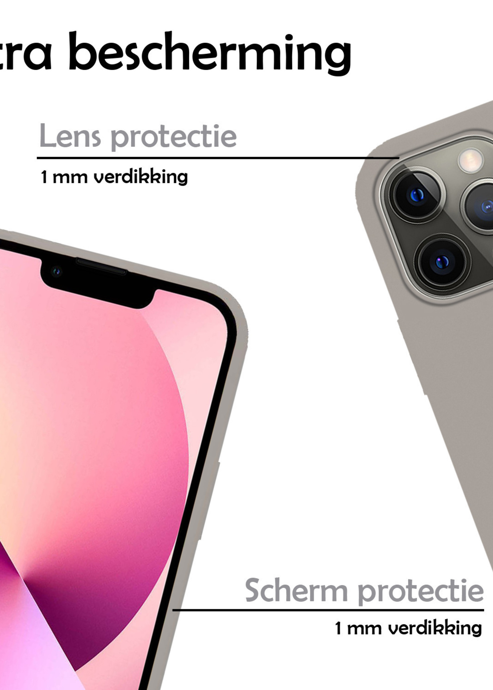 LUQ Hoesje Geschikt voor iPhone 14 Pro Hoesje Siliconen Case Met 2x Screenprotector - Hoes Geschikt voor iPhone 14 Pro Hoes Siliconen - Grijs