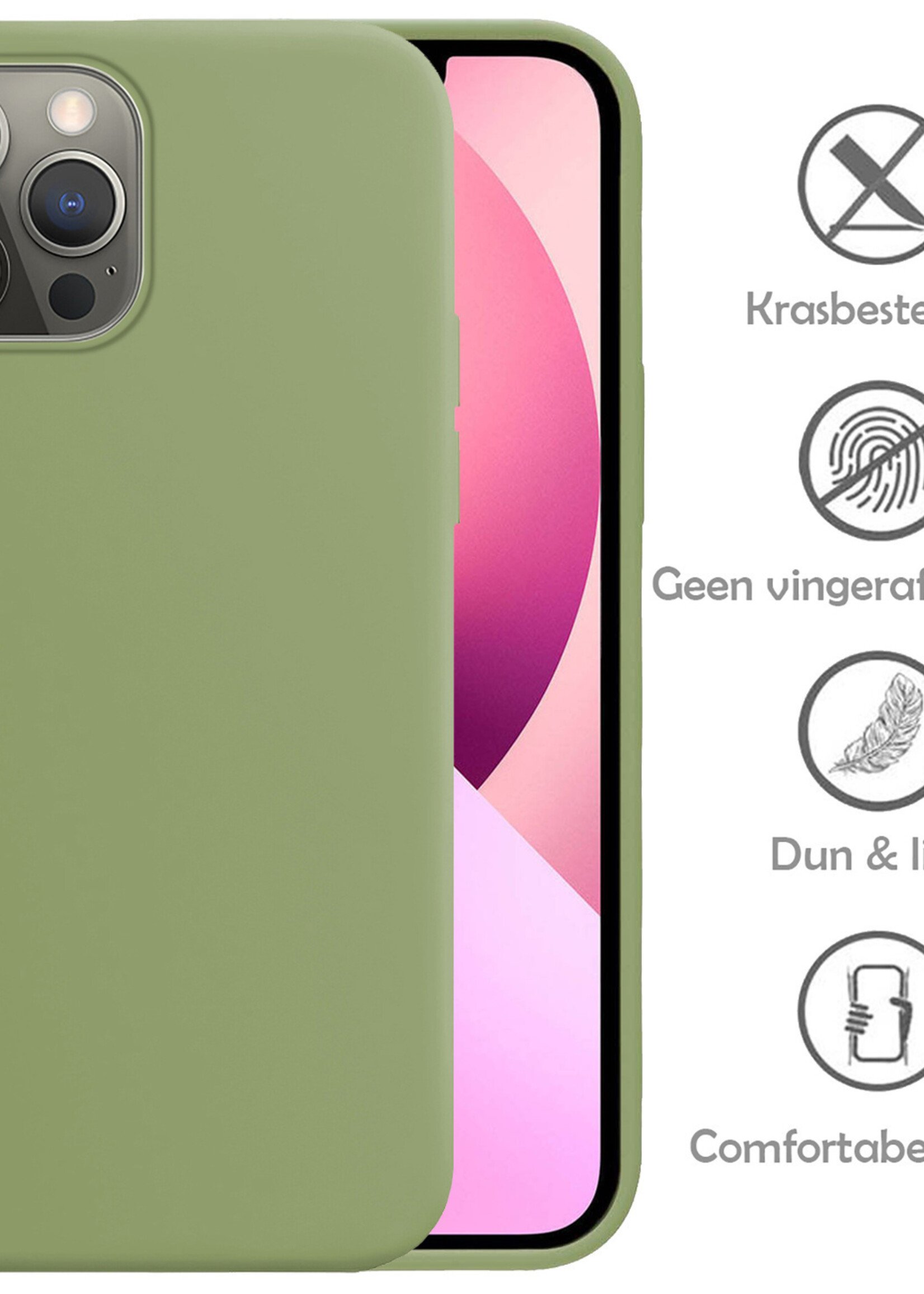 LUQ Hoesje Geschikt voor iPhone 14 Pro Max Hoesje Siliconen Case Met 2x Screenprotector - Hoes Geschikt voor iPhone 14 Pro Max Hoes Siliconen - Groen