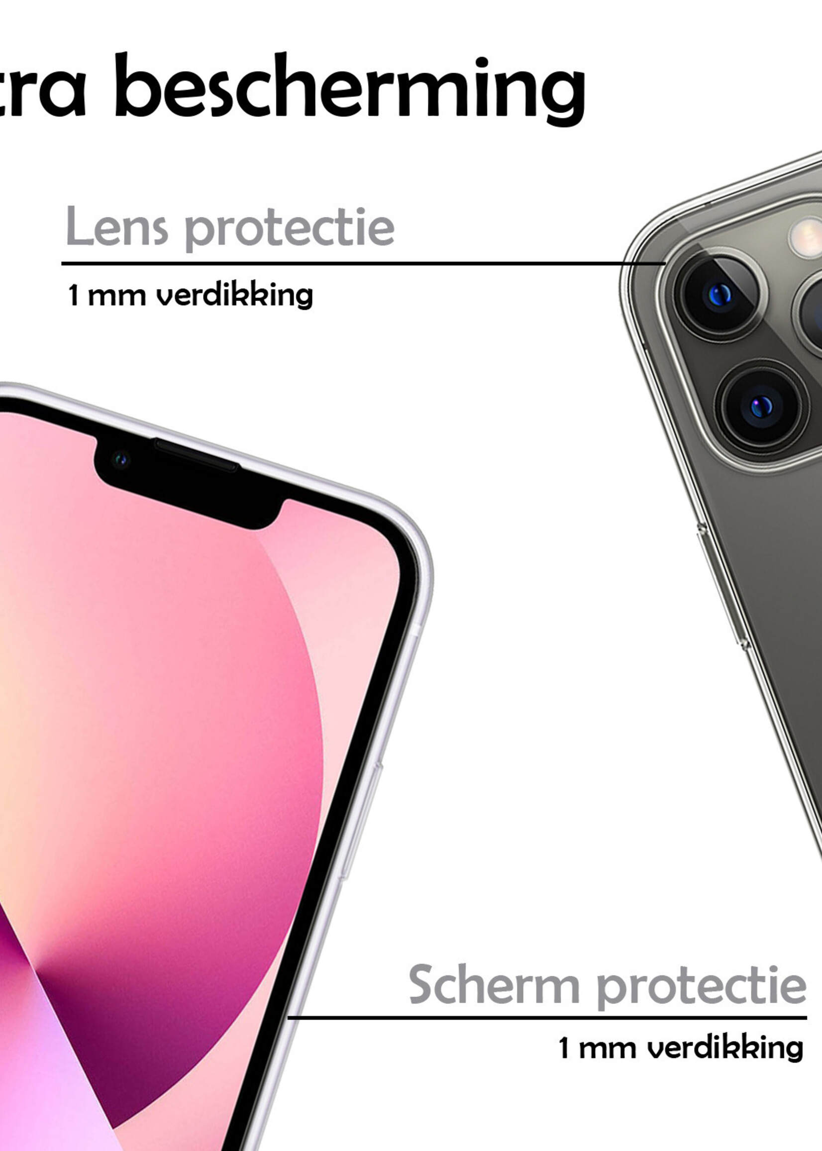 LUQ Hoesje Geschikt voor iPhone 14 Pro Max Hoesje Siliconen Case Met 2x Screenprotector - Hoes Geschikt voor iPhone 14 Pro Max Hoes Siliconen - Transparant