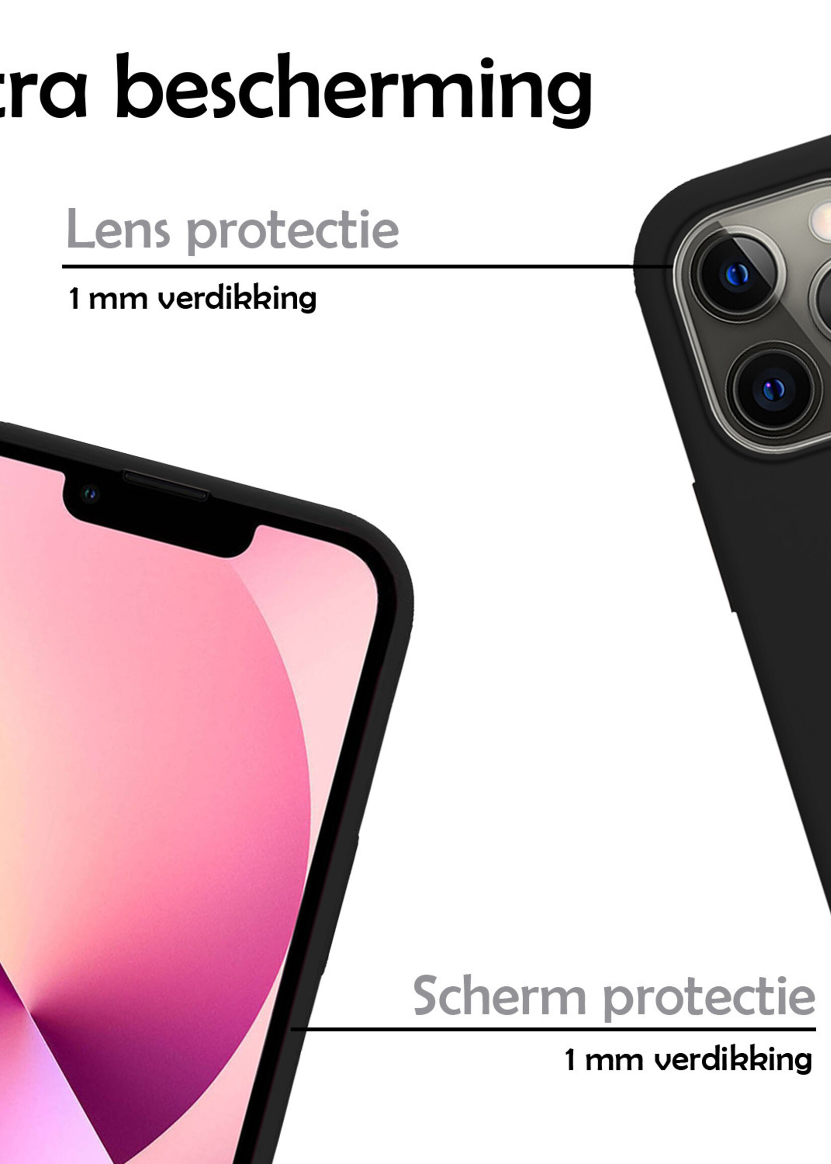 LUQ Hoesje Geschikt voor iPhone 14 Pro Max Hoesje Siliconen Case Met 2x Screenprotector - Hoes Geschikt voor iPhone 14 Pro Max Hoes Siliconen - Zwart
