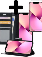 LUQ LUQ iPhone 14 Plus Hoesje Bookcase Met Screenprotector - Zwart