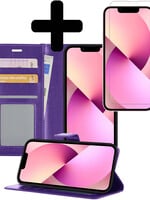 LUQ LUQ iPhone 14 Pro Hoesje Bookcase Met Screenprotector - Paars