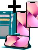 LUQ LUQ iPhone 14 Pro Hoesje Bookcase Met Screenprotector - Turquoise