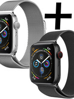 LUQ Apple Watch SE Bandje Milanees (40 mm) - Zwart & Zilver
