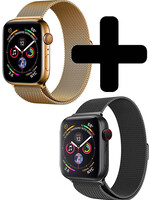LUQ LUQ Apple Watch SE Bandje Milanees (44 mm) - Zwart & Goud