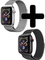 LUQ LUQ Apple Watch SE Bandje Milanees (44 mm) - Zwart & Zilver