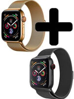 LUQ LUQ Apple Watch 8 Bandje Milanees (45 mm) - Zwart & Goud