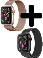 LUQ LUQ Apple Watch 8 Bandje Milanees (45 mm) - Zwart & Rose Goud