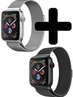 LUQ LUQ Apple Watch 8 Bandje Milanees (45 mm) - Zwart & Zilver