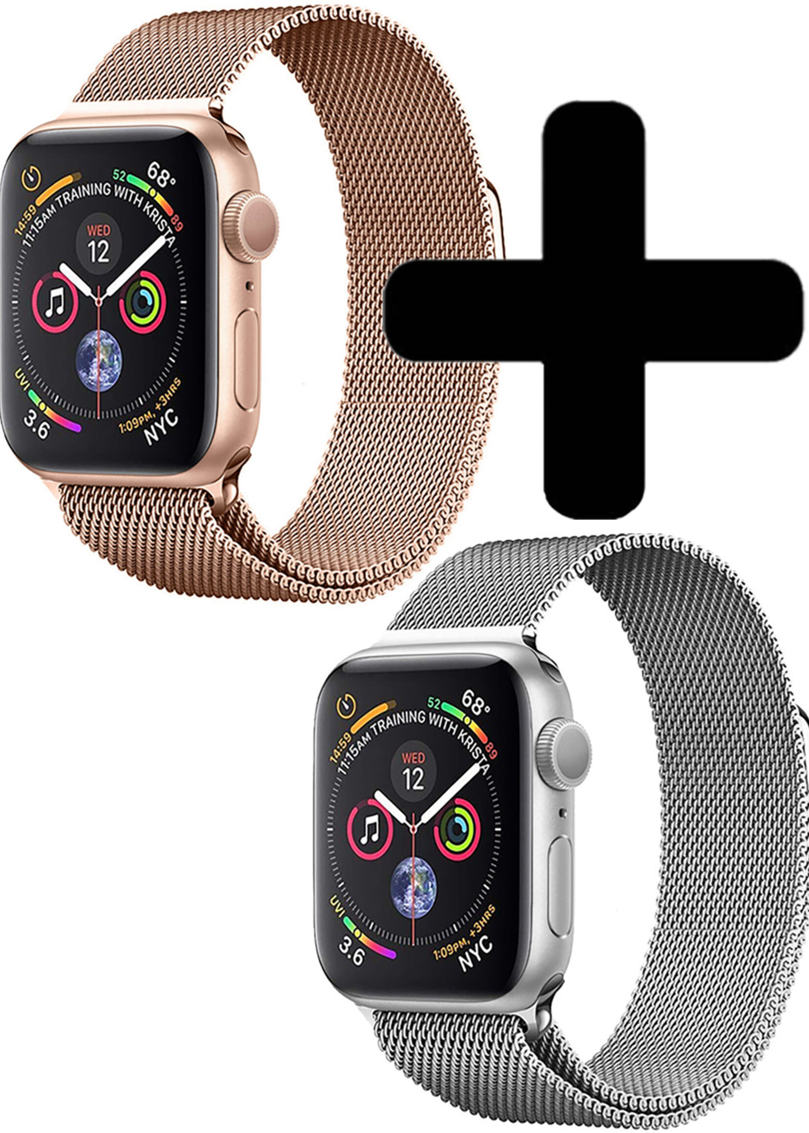 LUQ Geschikt Voor Apple Watch 8 Bandje 45 mm - Bandje Geschikt Voor Apple Watch 8 Milanees - Zilver X Rose Goud