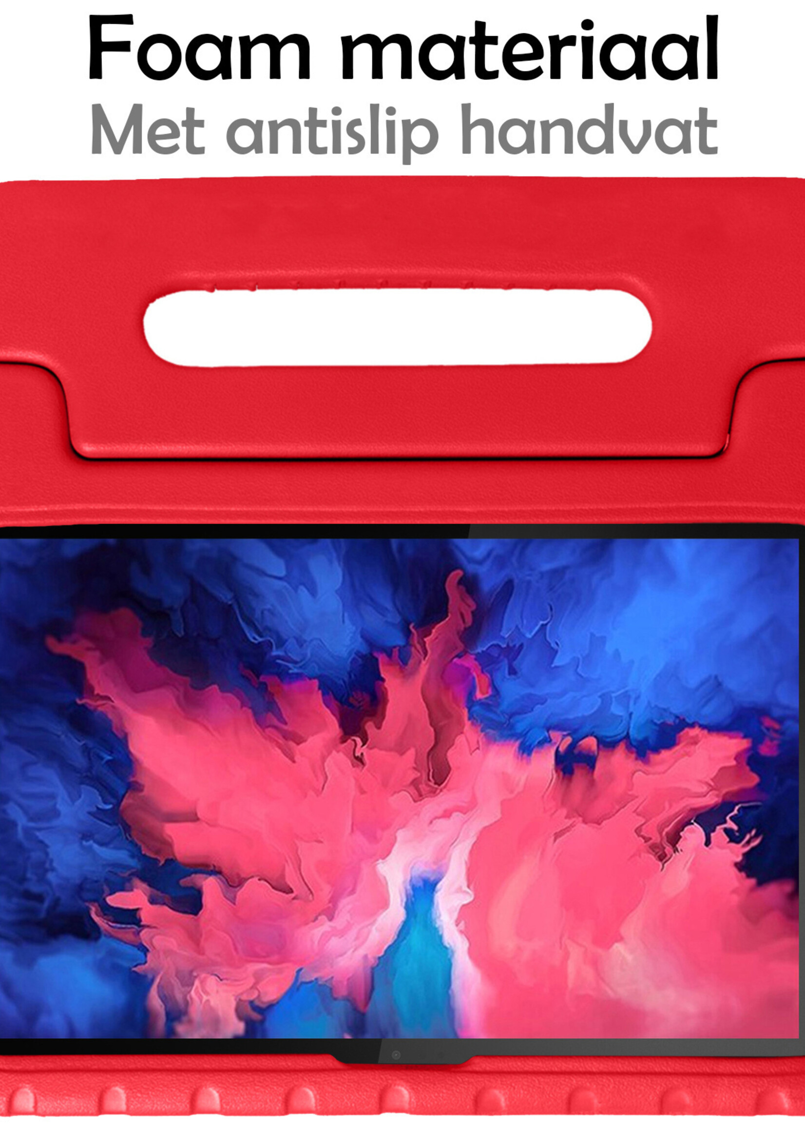 LUQ Hoes Geschikt voor Lenovo Tab P11 Plus Hoes Kinder Hoesje Kids Case Kinderhoes Shockproof Met Screenprotector - Hoesje Geschikt voor Lenovo Tab P11 Plus Hoesje Kidscase - Rood