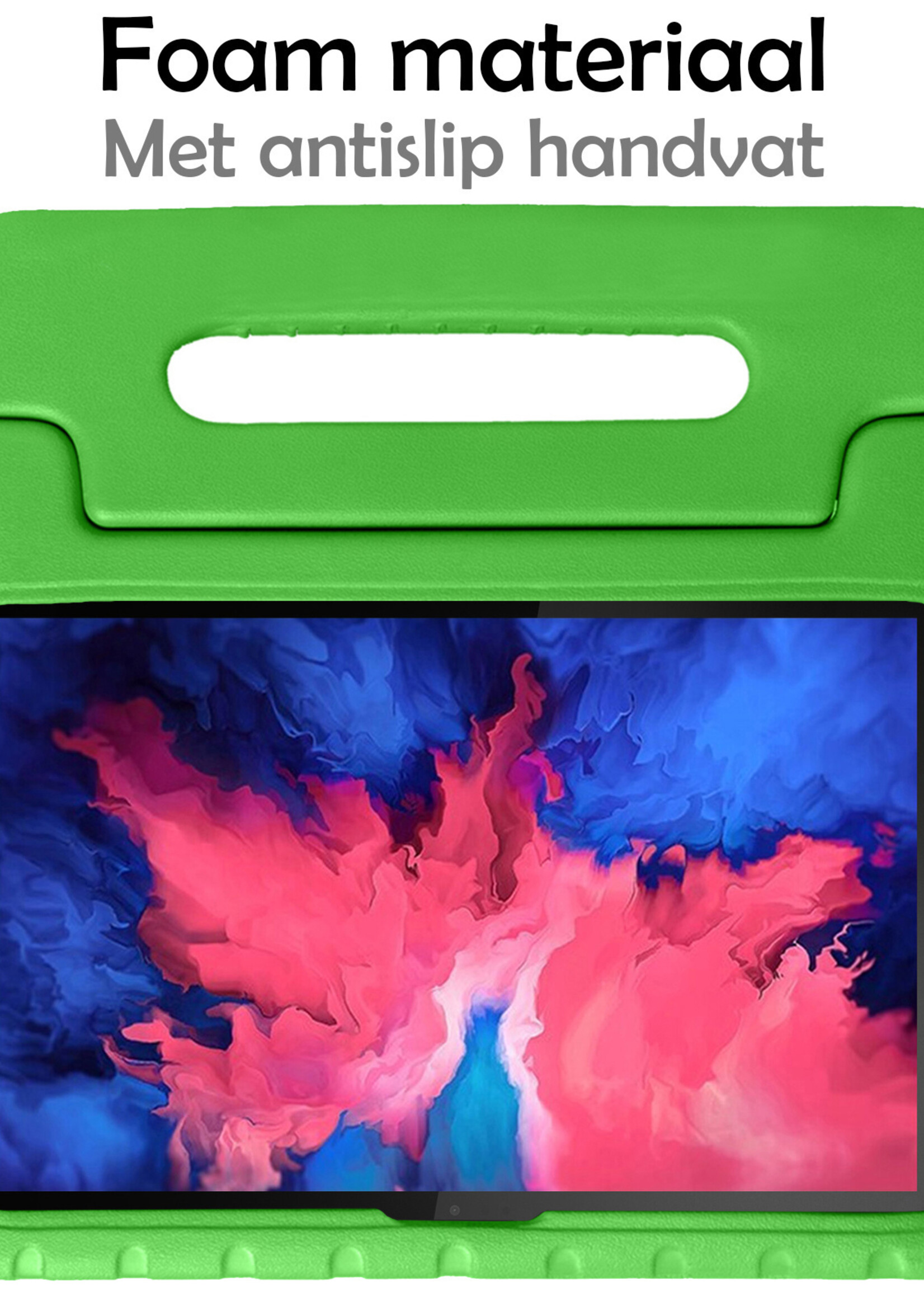 LUQ Hoes Geschikt voor Lenovo Tab P11 Plus Hoes Kinder Hoesje Kids Case Kinderhoes Shockproof Met 2x Screenprotector - Hoesje Geschikt voor Lenovo Tab P11 Plus Hoesje Kidscase - Groen