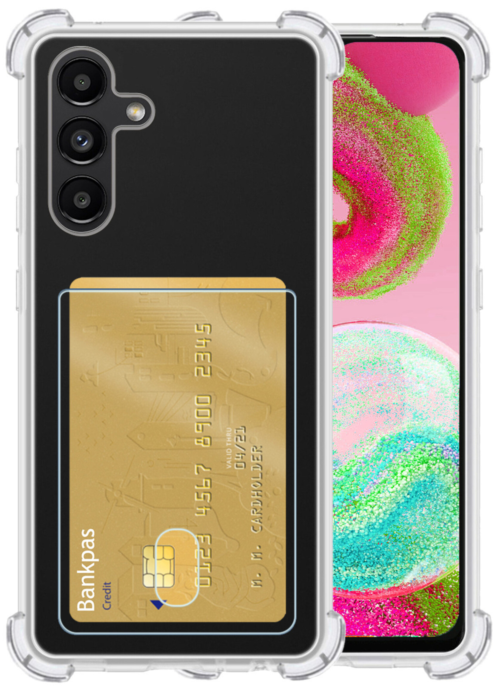 LUQ Hoesje Geschikt voor Samsung A04s Hoesje Case Pashouder Cover Siliconen - Hoes Geschikt voor Samsung Galaxy A04s Hoesje Met Kaarthouder - Transparant