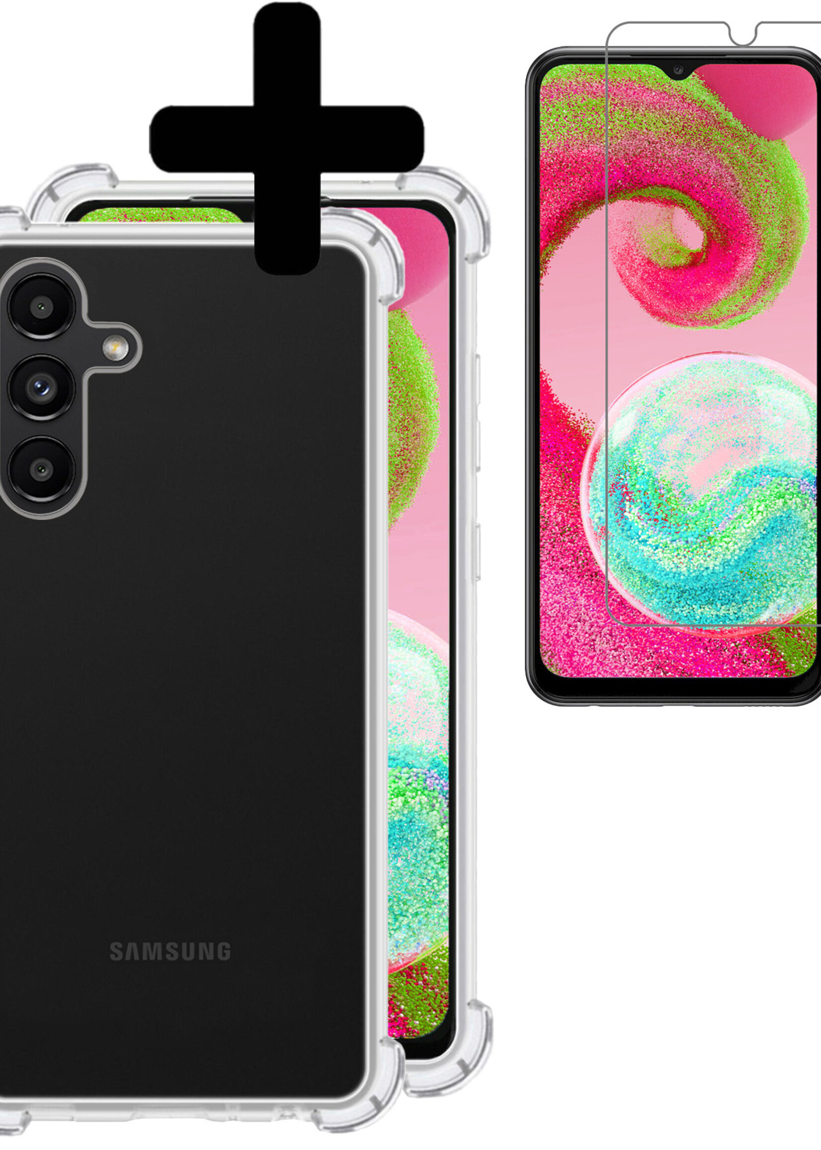 LUQ Hoesje Geschikt voor Samsung A04s Hoesje Shockproof Case Siliconen Met Screenprotector - Hoes Geschikt voor Samsung Galaxy A04s Hoes Cover Siliconen - Transparant