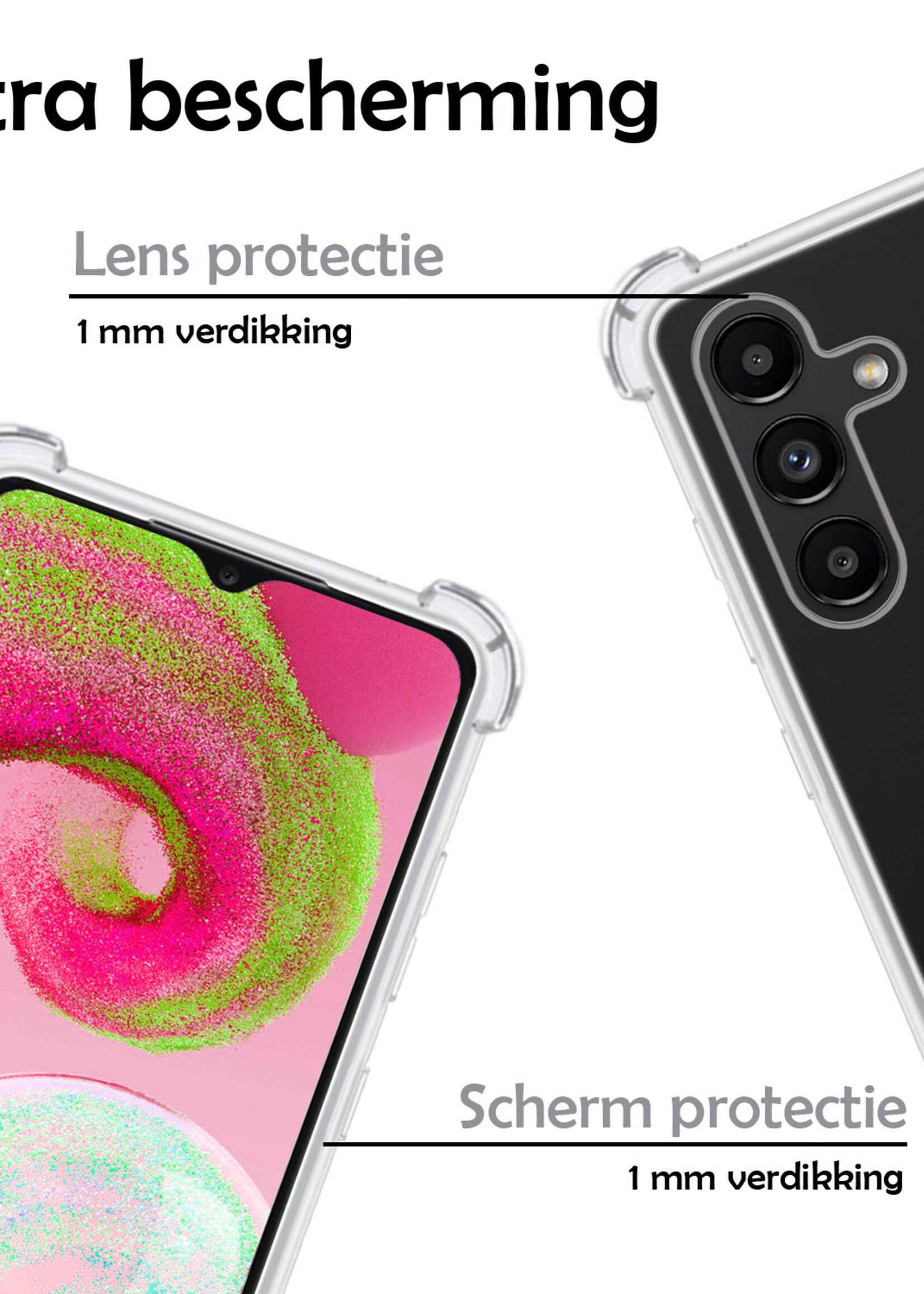 LUQ Hoesje Geschikt voor Samsung A04s Hoesje Shockproof Case Siliconen Met Screenprotector - Hoes Geschikt voor Samsung Galaxy A04s Hoes Cover Siliconen - Transparant