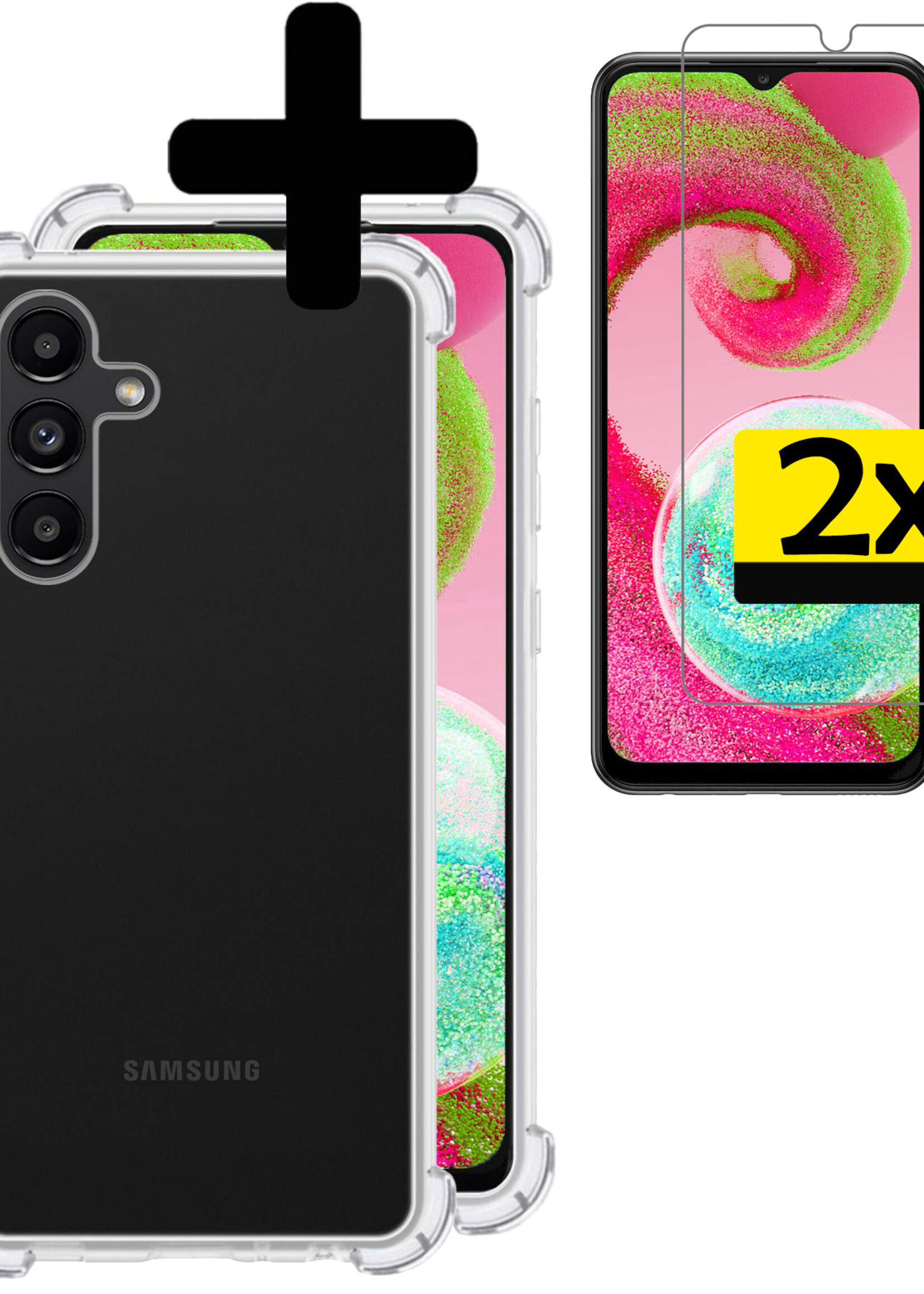 LUQ Hoesje Geschikt voor Samsung A04s Hoesje Shockproof Case Siliconen Met 2x Screenprotector - Hoes Geschikt voor Samsung Galaxy A04s Hoes Cover Siliconen - Transparant