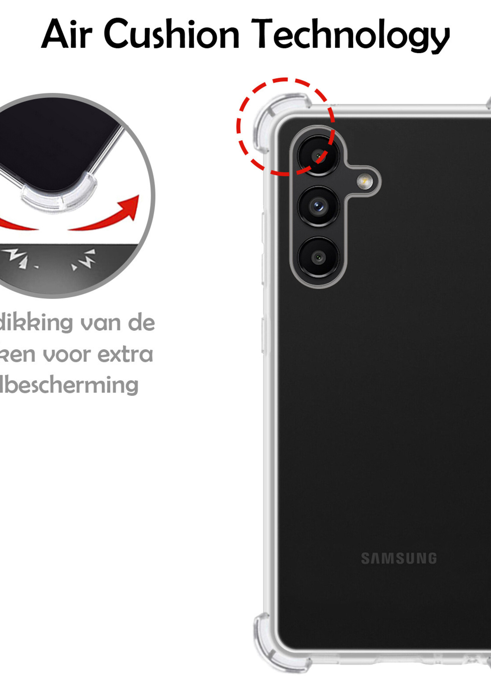 LUQ Hoesje Geschikt voor Samsung A04s Hoesje Shockproof Case Siliconen Met 2x Screenprotector - Hoes Geschikt voor Samsung Galaxy A04s Hoes Cover Siliconen - Transparant