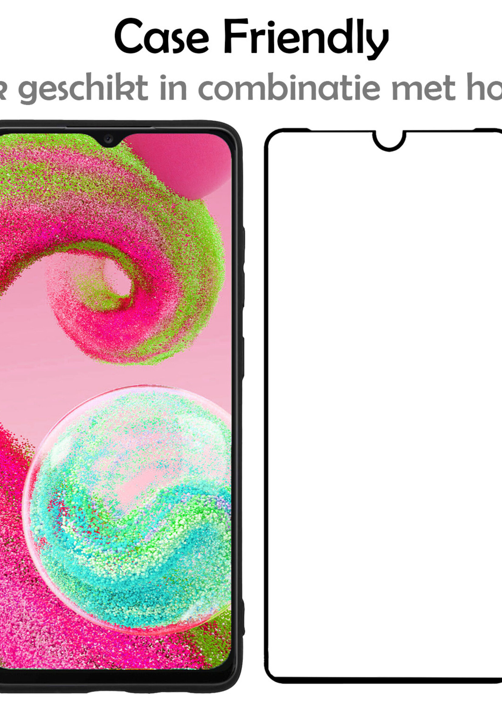 LUQ Screenprotector Geschikt voor Samsung A04s Screenprotector Glas Full Cover - Screenprotector Geschikt voor Samsung Galaxy A04s Screenprotector Full Cover