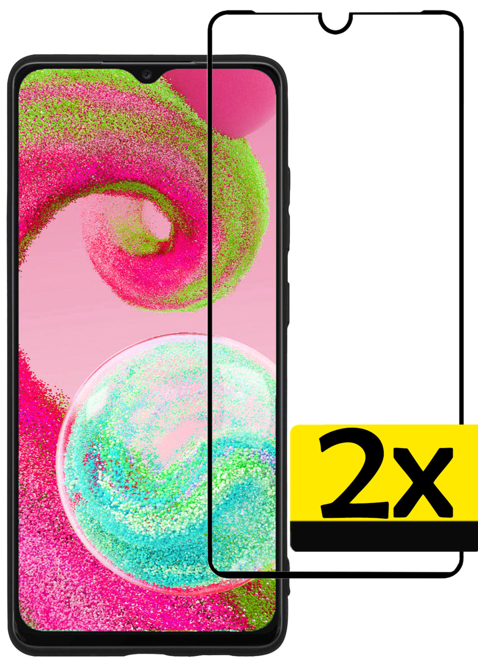 LUQ Screenprotector Geschikt voor Samsung A04s Screenprotector Glas Full Cover - Screenprotector Geschikt voor Samsung Galaxy A04s Screenprotector Full Cover - 2 Stuks