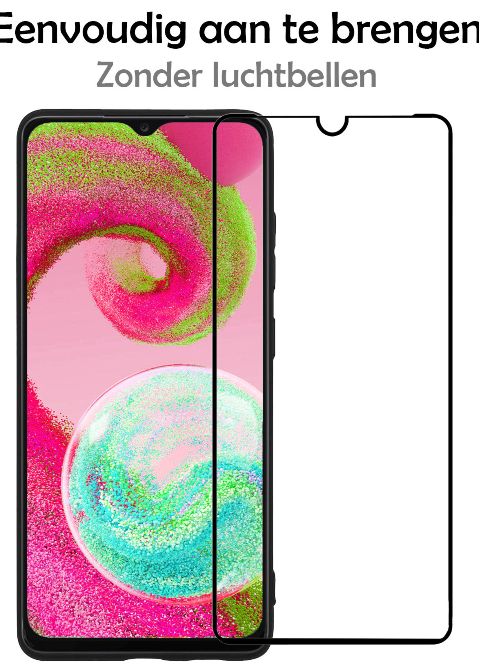 LUQ Screenprotector Geschikt voor Samsung A04s Screenprotector Glas Full Cover - Screenprotector Geschikt voor Samsung Galaxy A04s Screenprotector Full Cover - 2 Stuks