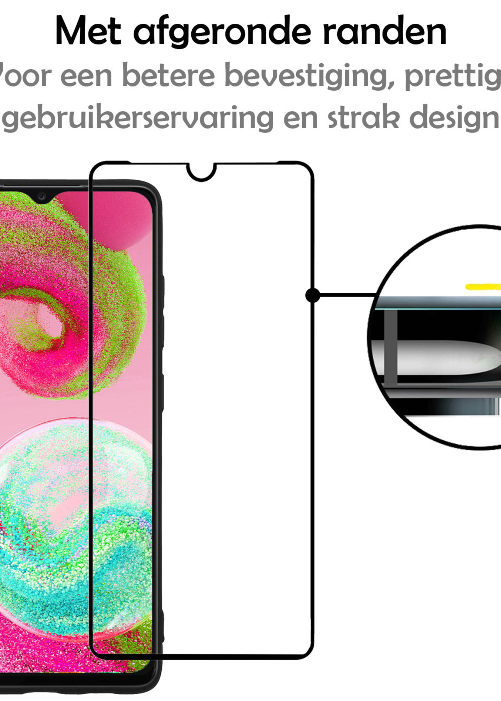 LUQ Screenprotector Geschikt voor Samsung A04s Screenprotector Glas Full Cover - Screenprotector Geschikt voor Samsung Galaxy A04s Screenprotector Full Cover - 2 Stuks