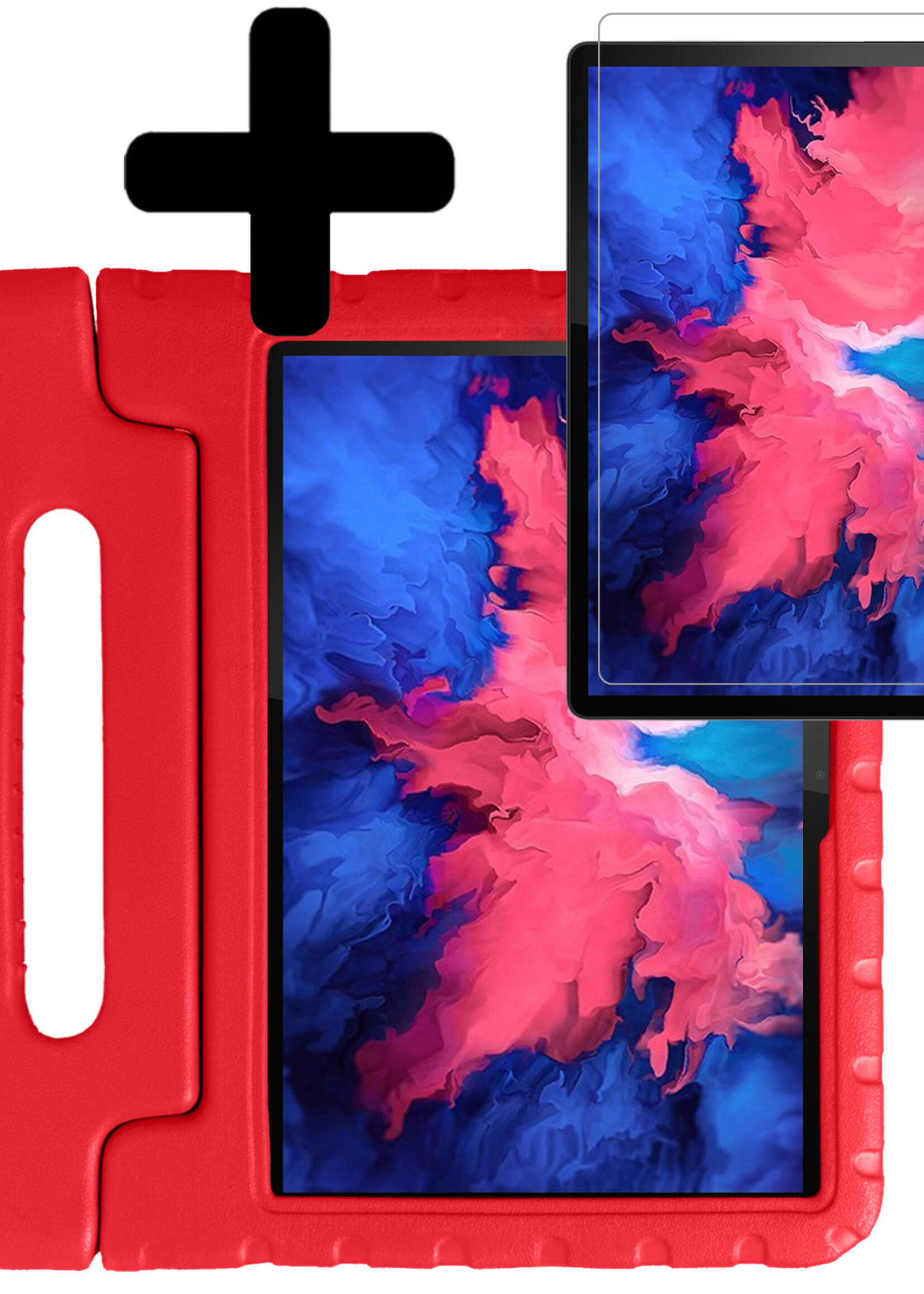 LUQ Hoes Geschikt voor Lenovo Tab P11 Plus Hoes Kinder Hoesje Kids Case Kinderhoes Shockproof Met Screenprotector - Hoesje Geschikt voor Lenovo Tab P11 Plus Hoesje Kidscase - Rood