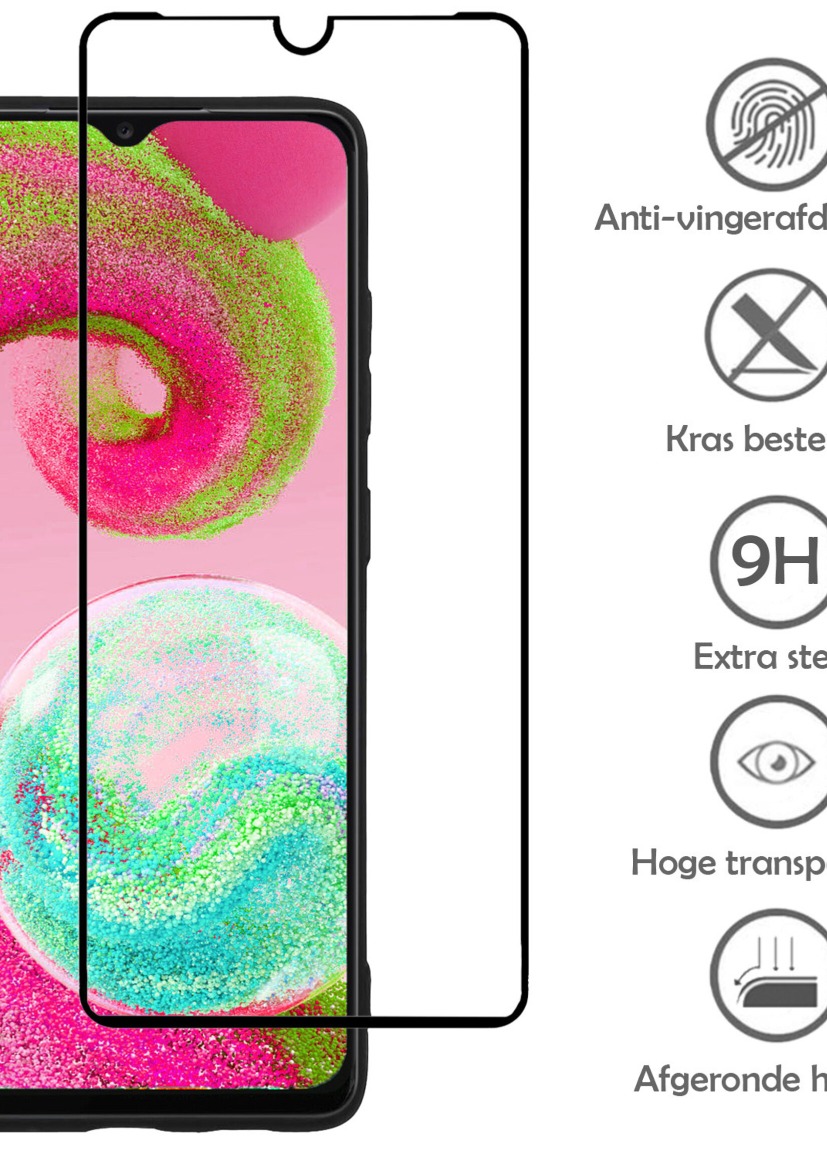 LUQ Screenprotector Geschikt voor Samsung A04s Screenprotector Glas Full Cover - Screenprotector Geschikt voor Samsung Galaxy A04s Screenprotector Full Cover