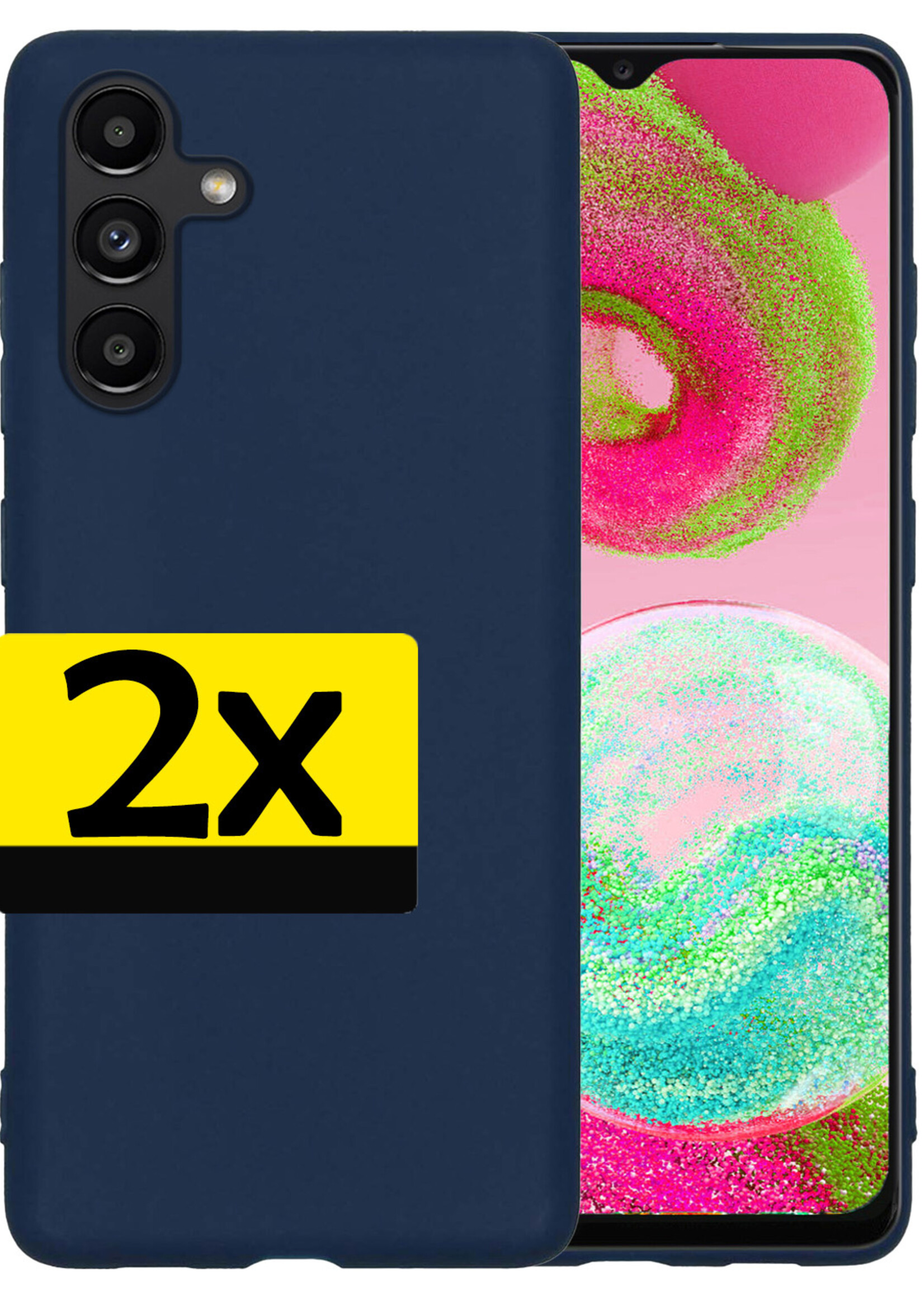 LUQ Hoesje Geschikt voor Samsung A04s Hoesje Siliconen Case - Hoes Geschikt voor Samsung Galaxy A04s Hoes Siliconen - Donkerblauw - 2 Stuks