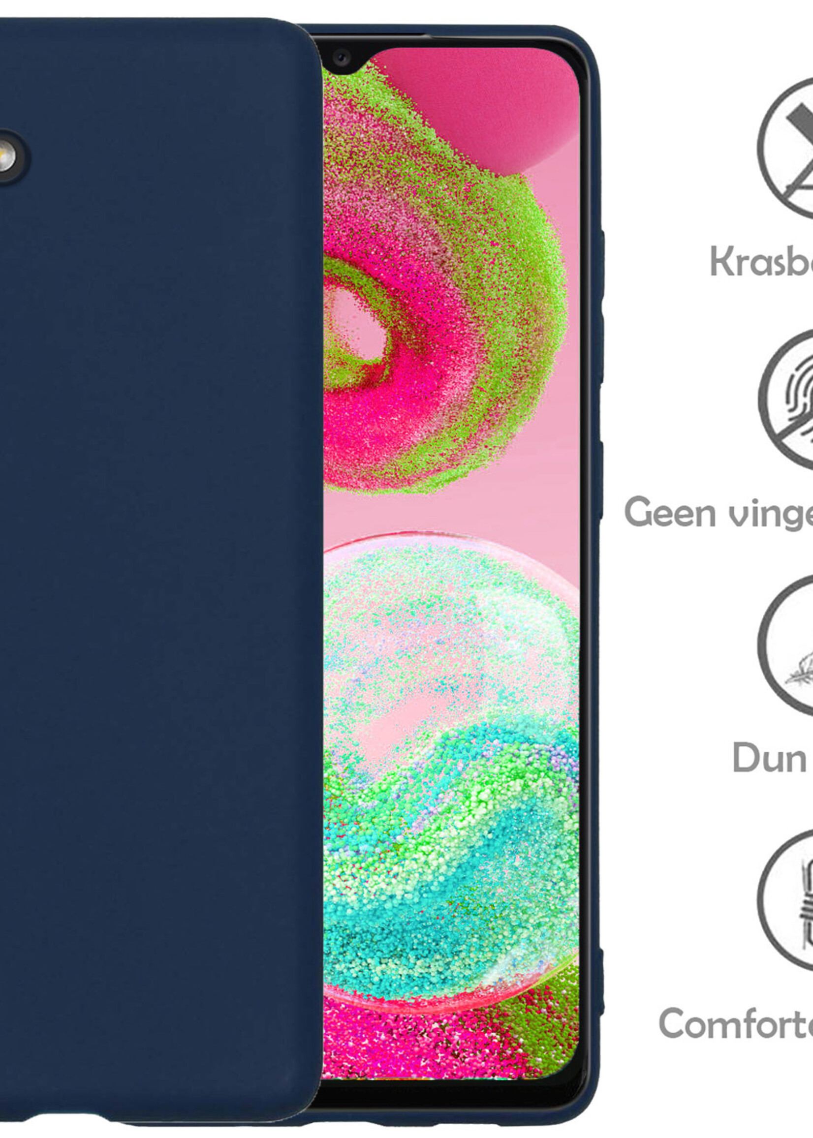 LUQ Hoesje Geschikt voor Samsung A04s Hoesje Siliconen Case - Hoes Geschikt voor Samsung Galaxy A04s Hoes Siliconen - Donkerblauw - 2 Stuks