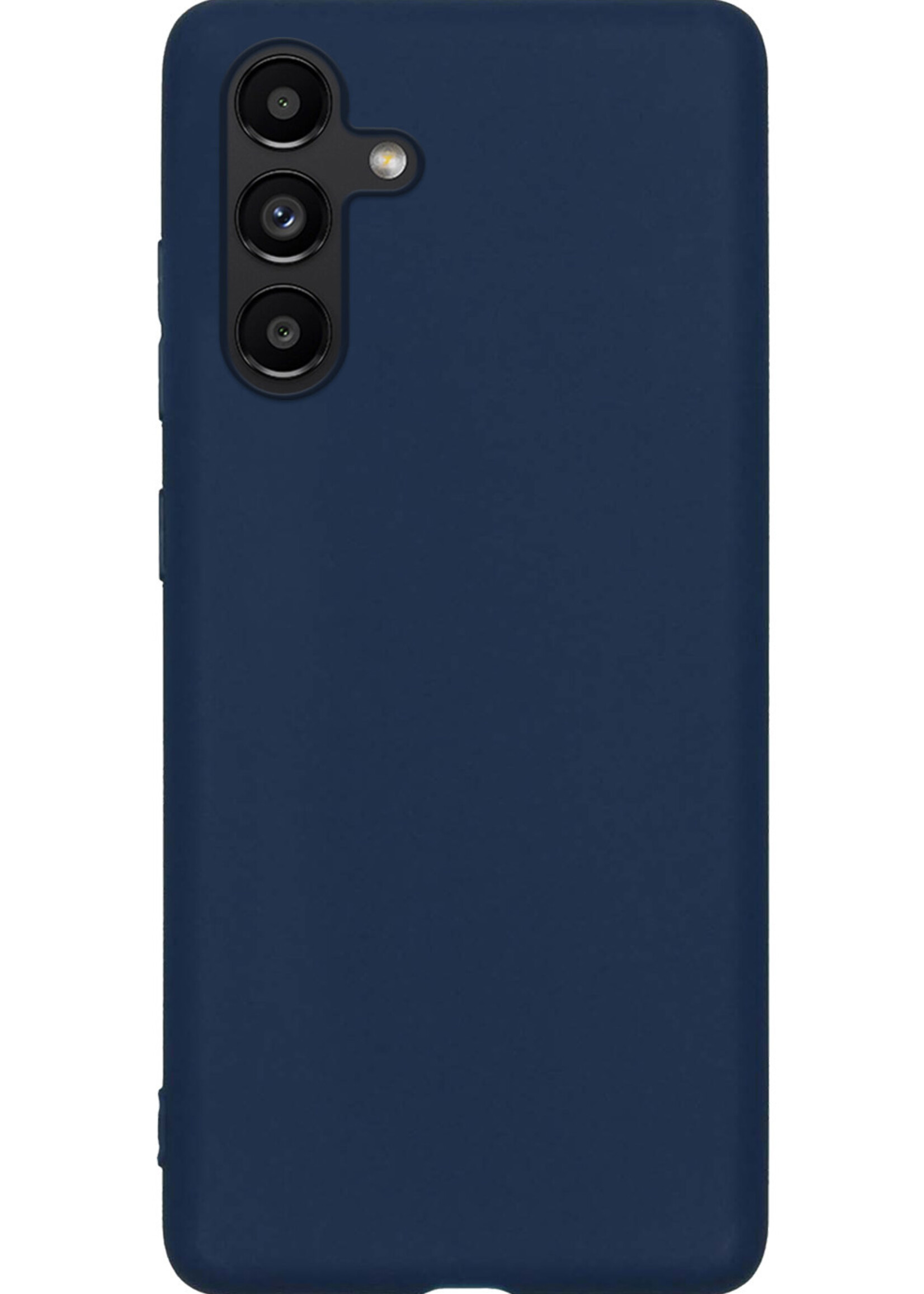 LUQ Hoesje Geschikt voor Samsung A04s Hoesje Siliconen Case Met Screenprotector - Hoes Geschikt voor Samsung Galaxy A04s Hoes Siliconen - Donkerblauw