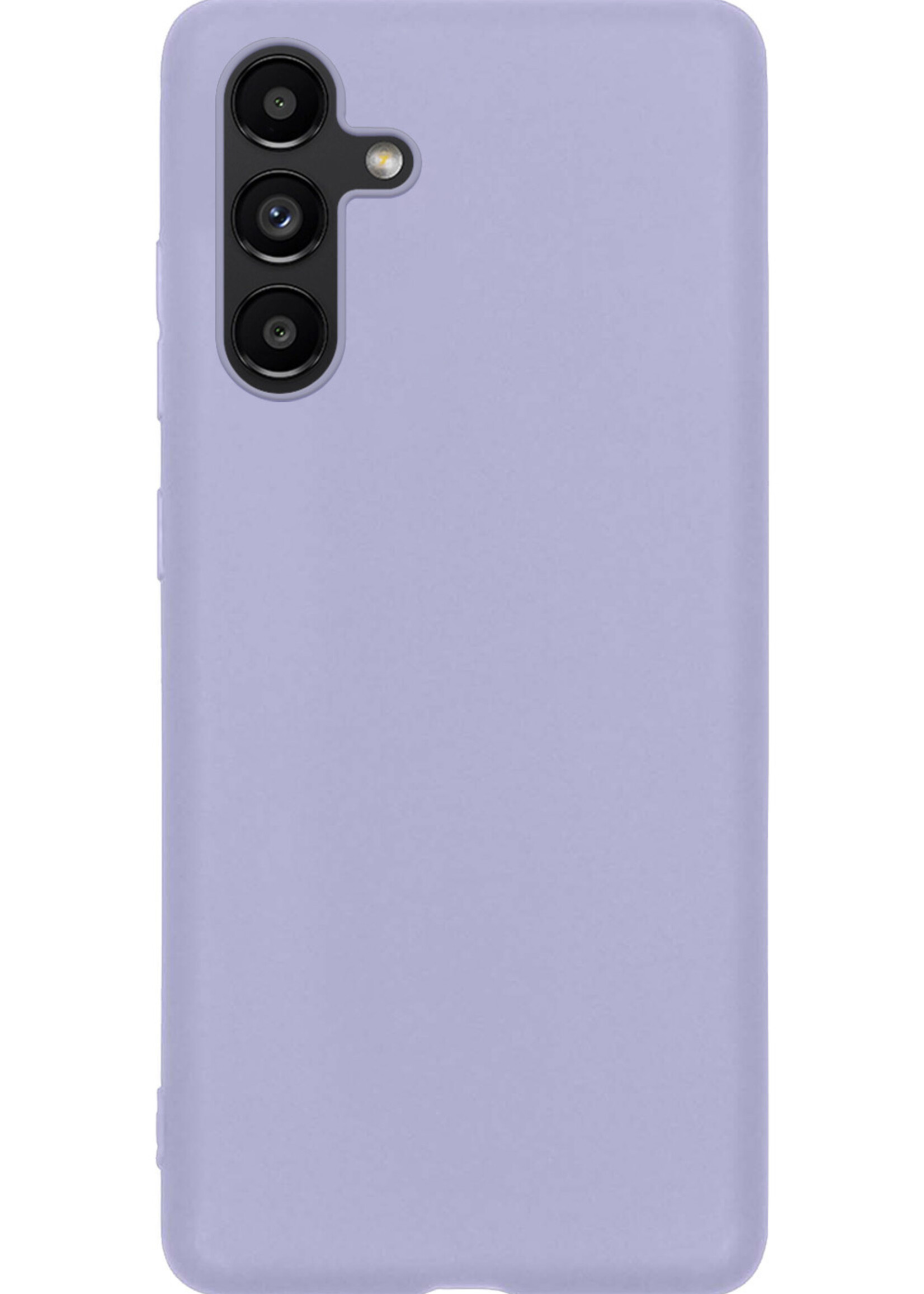 LUQ Hoesje Geschikt voor Samsung A04s Hoesje Siliconen Case Met 2x Screenprotector - Hoes Geschikt voor Samsung Galaxy A04s Hoes Siliconen - Lila