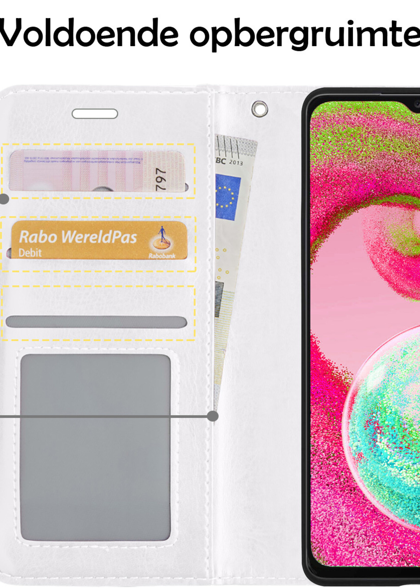 LUQ Hoesje Geschikt voor Samsung A04s Hoesje Book Case Hoes Wallet Cover - Hoes Geschikt voor Samsung Galaxy A04s Hoesje Bookcase Hoes - Wit