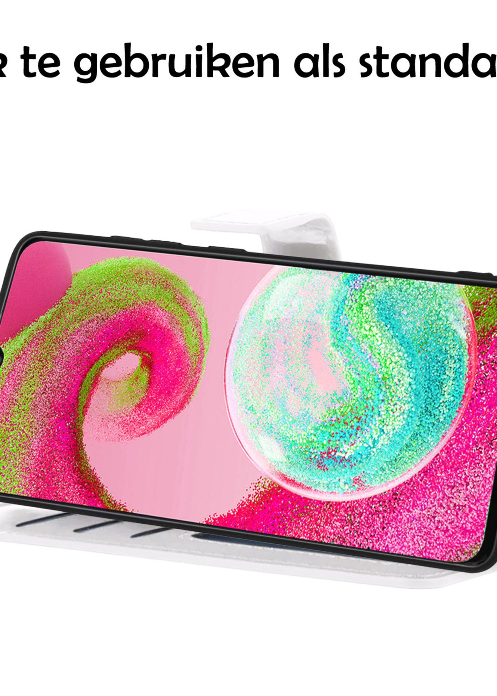LUQ Hoesje Geschikt voor Samsung A04s Hoesje Book Case Hoes Wallet Cover - Hoes Geschikt voor Samsung Galaxy A04s Hoesje Bookcase Hoes - Wit