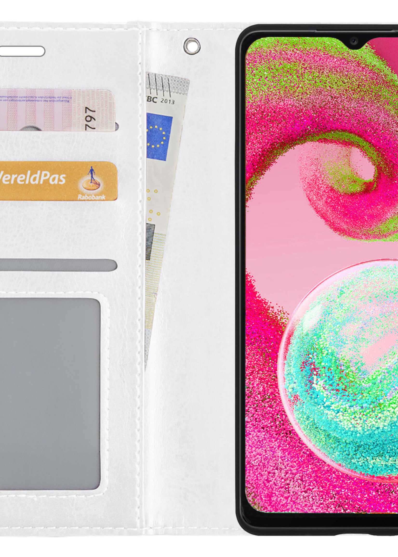 LUQ Hoesje Geschikt voor Samsung A04s Hoesje Book Case Hoes Wallet Cover - Hoes Geschikt voor Samsung Galaxy A04s Hoesje Bookcase Hoes - Wit