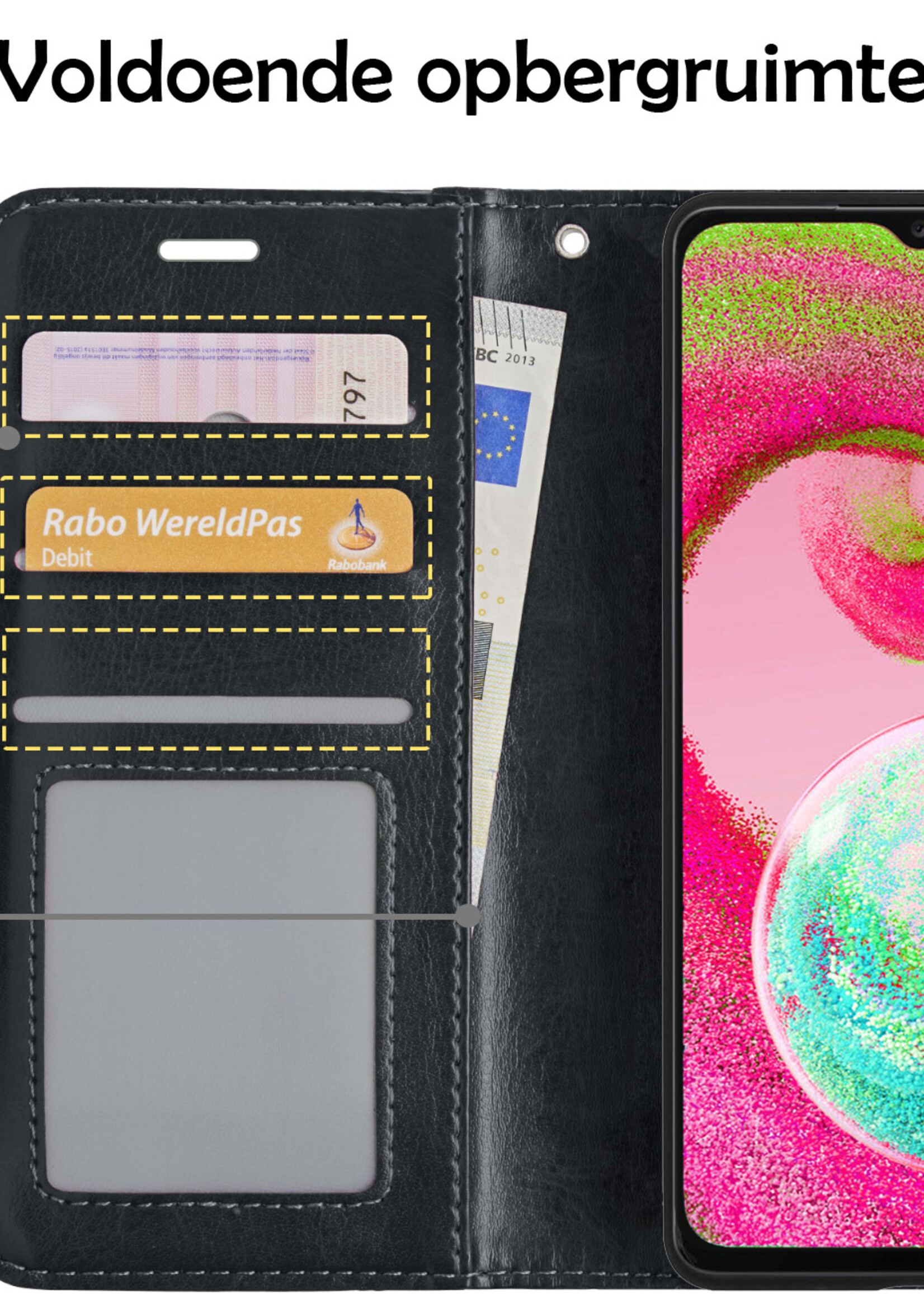 LUQ Hoesje Geschikt voor Samsung A04s Hoesje Book Case Hoes Wallet Cover - Hoes Geschikt voor Samsung Galaxy A04s Hoesje Bookcase Hoes - Zwart