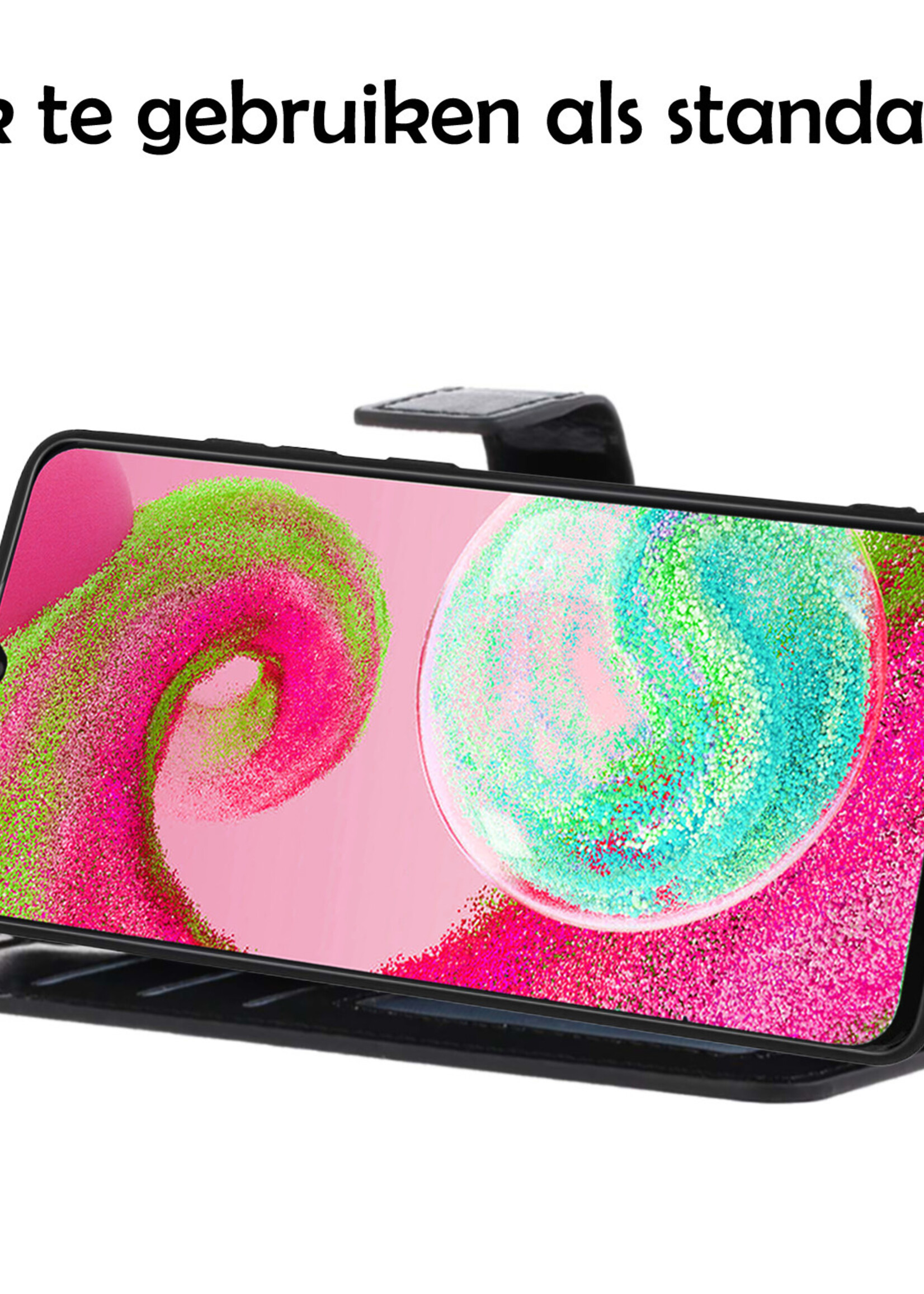 LUQ Hoesje Geschikt voor Samsung A04s Hoesje Book Case Hoes Wallet Cover - Hoes Geschikt voor Samsung Galaxy A04s Hoesje Bookcase Hoes - Zwart