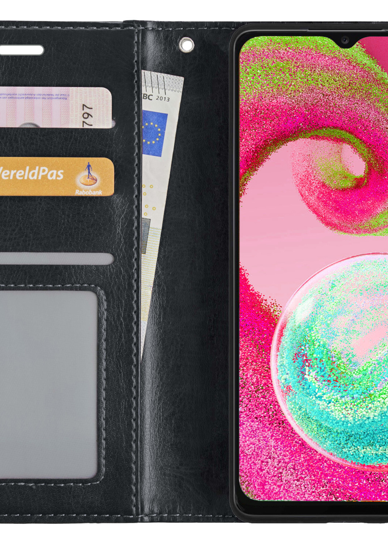 LUQ Hoesje Geschikt voor Samsung A04s Hoesje Book Case Hoes Wallet Cover - Hoes Geschikt voor Samsung Galaxy A04s Hoesje Bookcase Hoes - Zwart