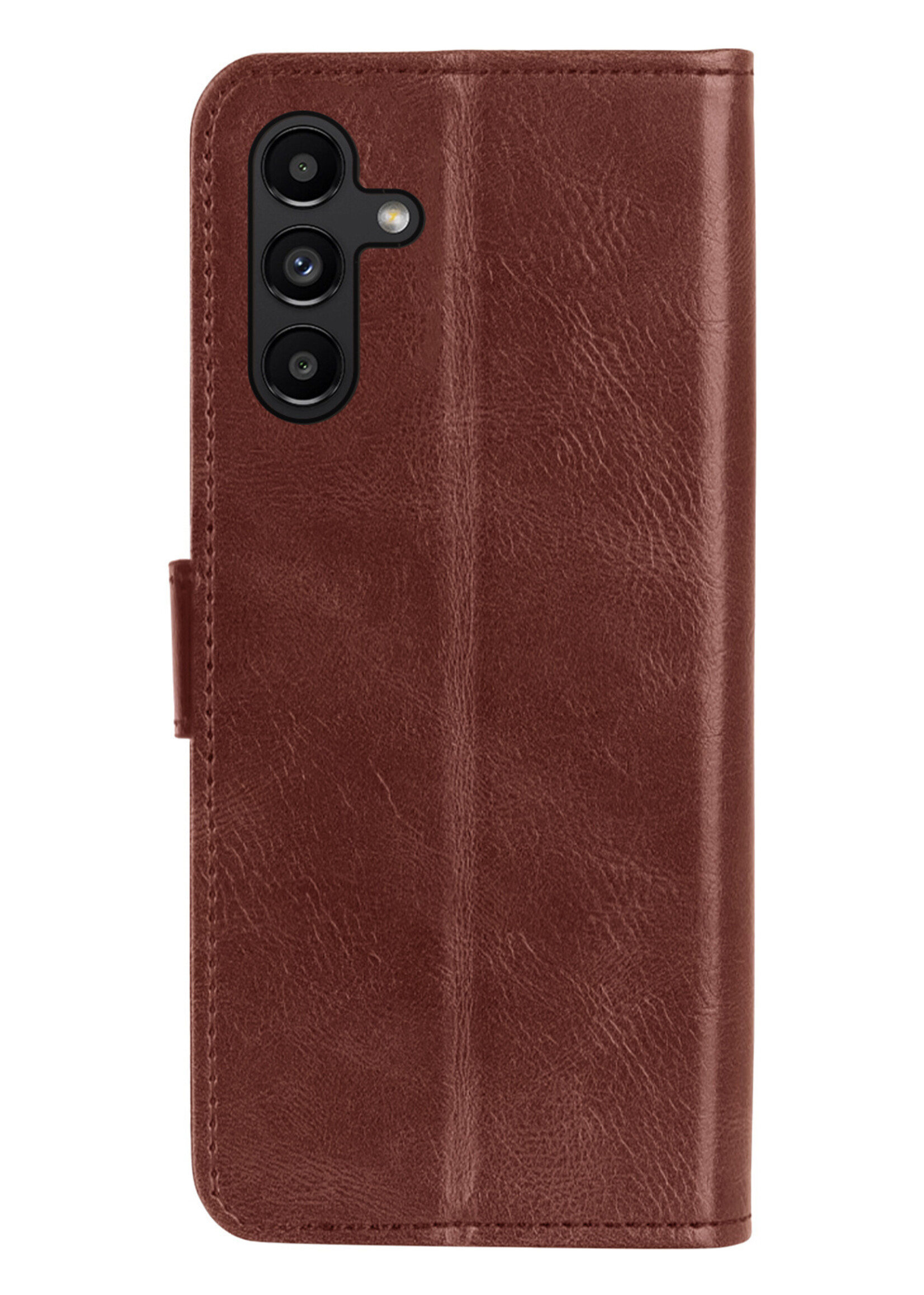 LUQ Hoesje Geschikt voor Samsung A04s Hoesje Book Case Hoes Wallet Cover Met Screenprotector - Hoes Geschikt voor Samsung Galaxy A04s Hoesje Bookcase Hoes - Bruin