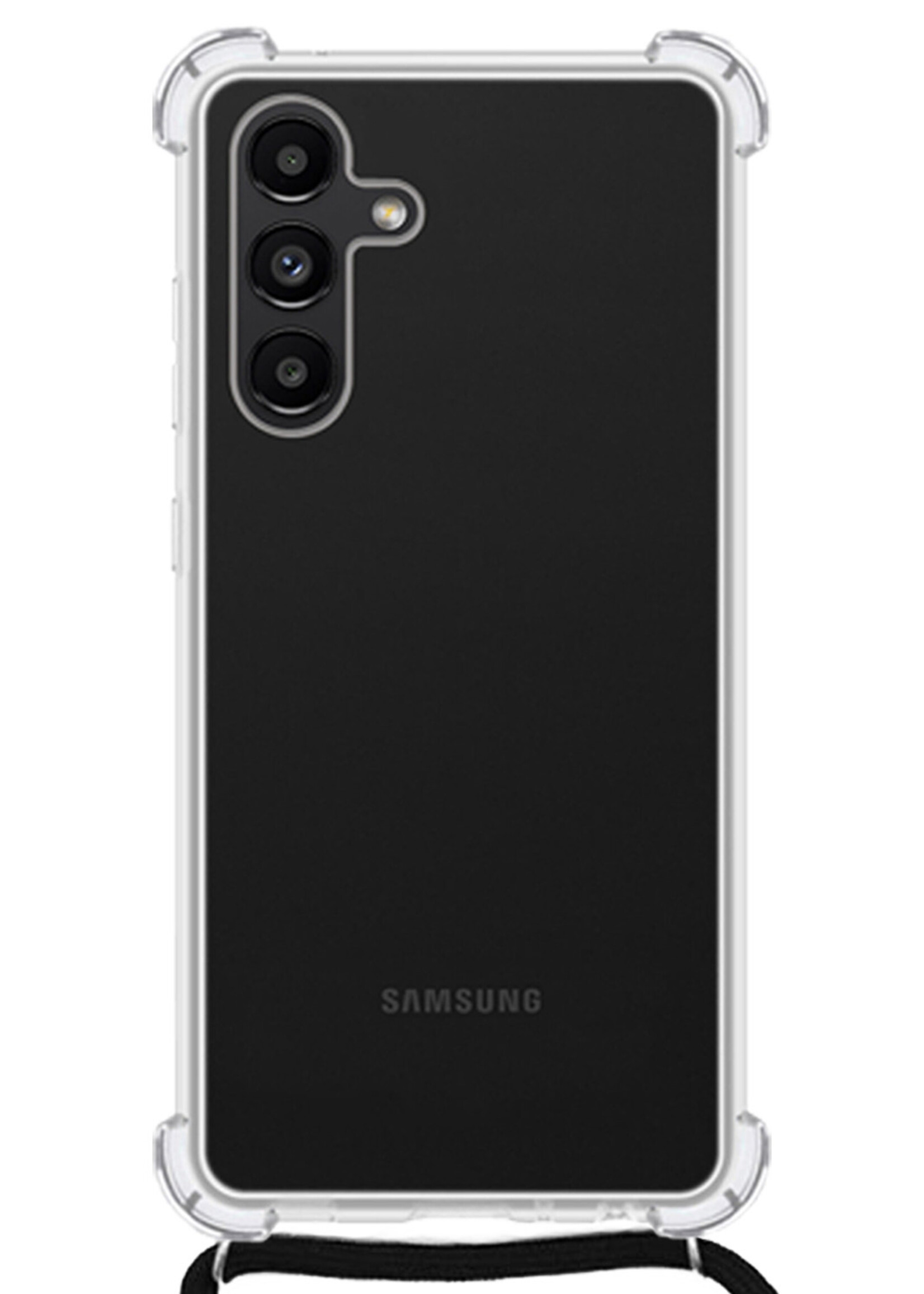 LUQ Hoesje Geschikt voor Samsung A04s Hoesje Shockproof Case Siliconen Hoes Met Koord - Transparant