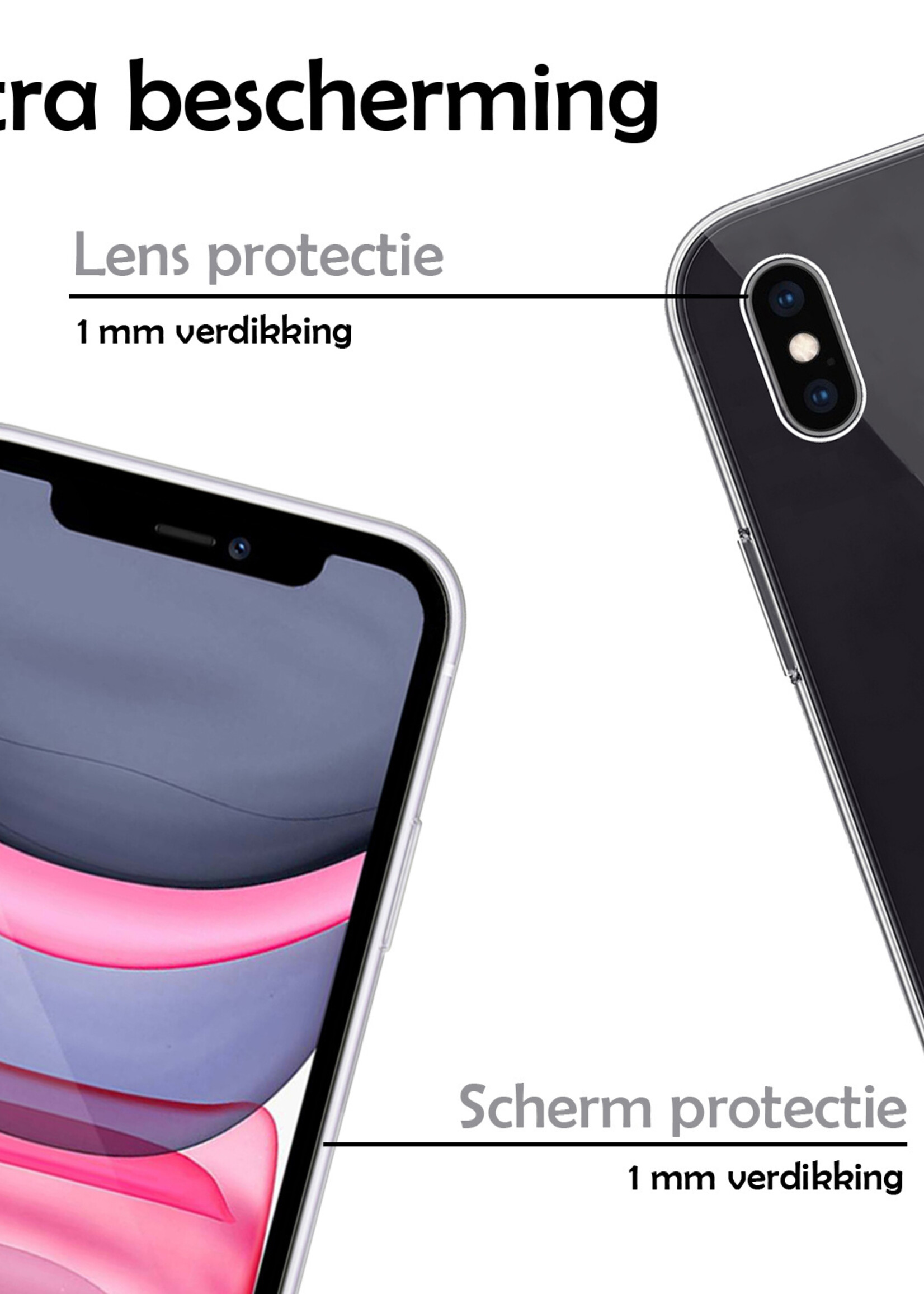 LUQ Hoesje Geschikt voor iPhone X Hoesje Siliconen Case - Hoes Geschikt voor iPhone X Hoes Siliconen - Transparant- 2 Stuks