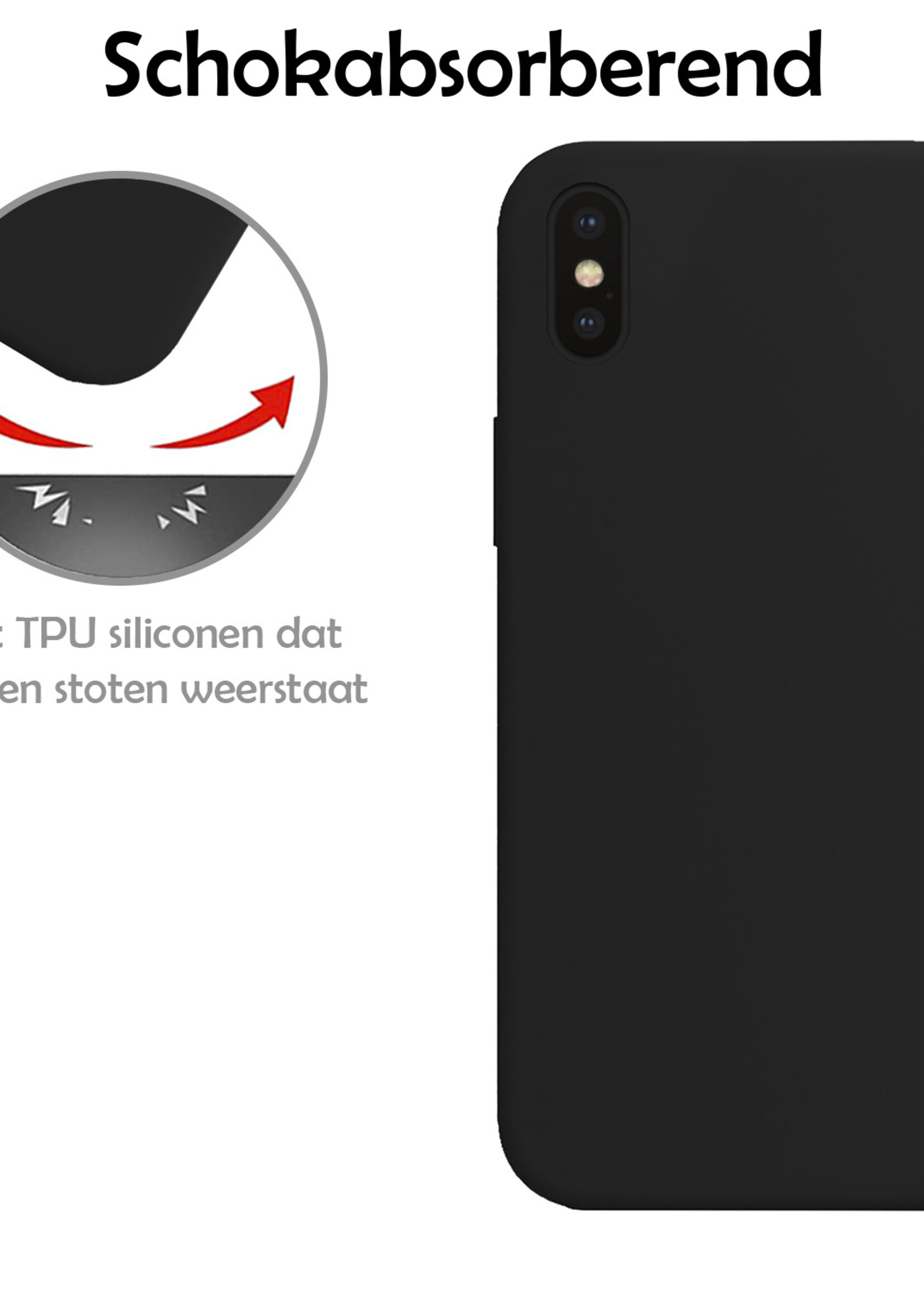 LUQ Hoesje Geschikt voor iPhone Xs Hoesje Siliconen Case - Hoes Geschikt voor iPhone Xs Hoes Siliconen - Zwart